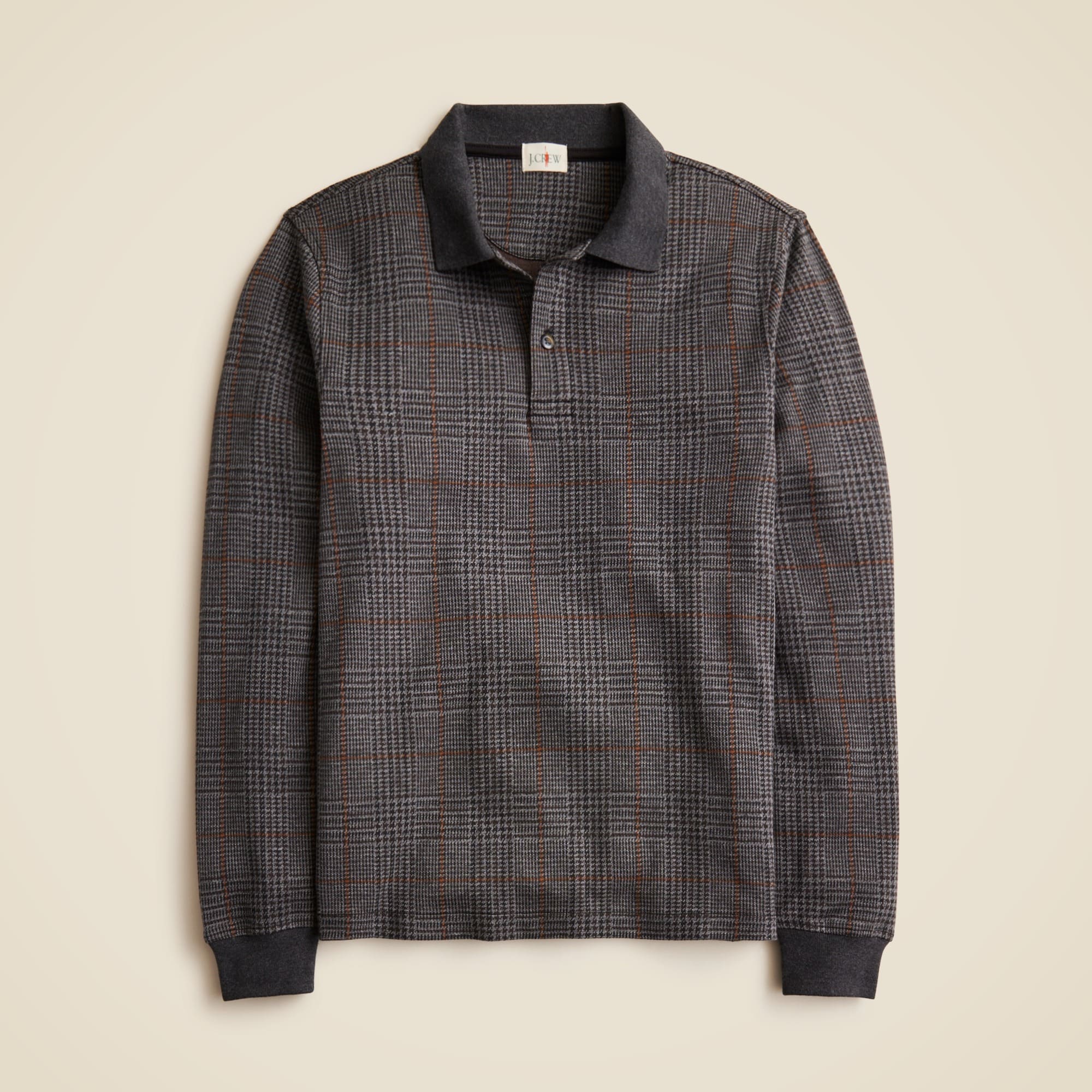 mens Long-sleeve polo shirt in plaid