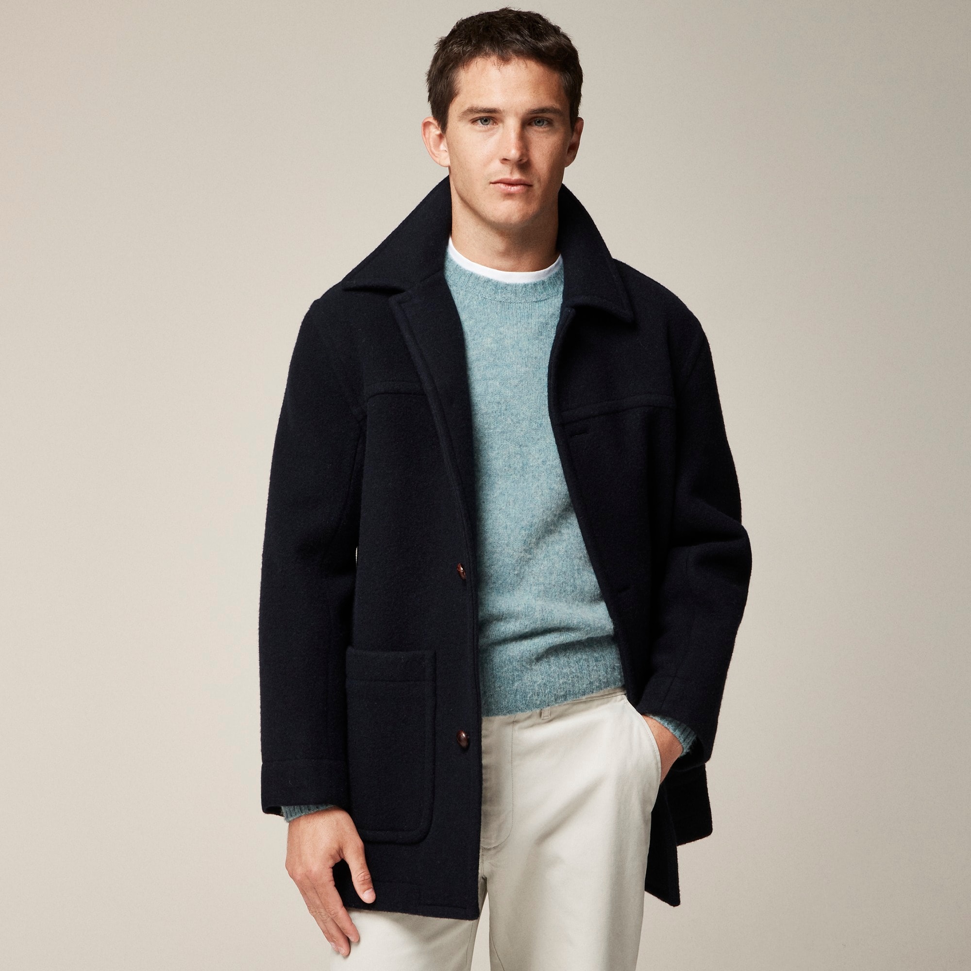 mens University coat in English merino wool