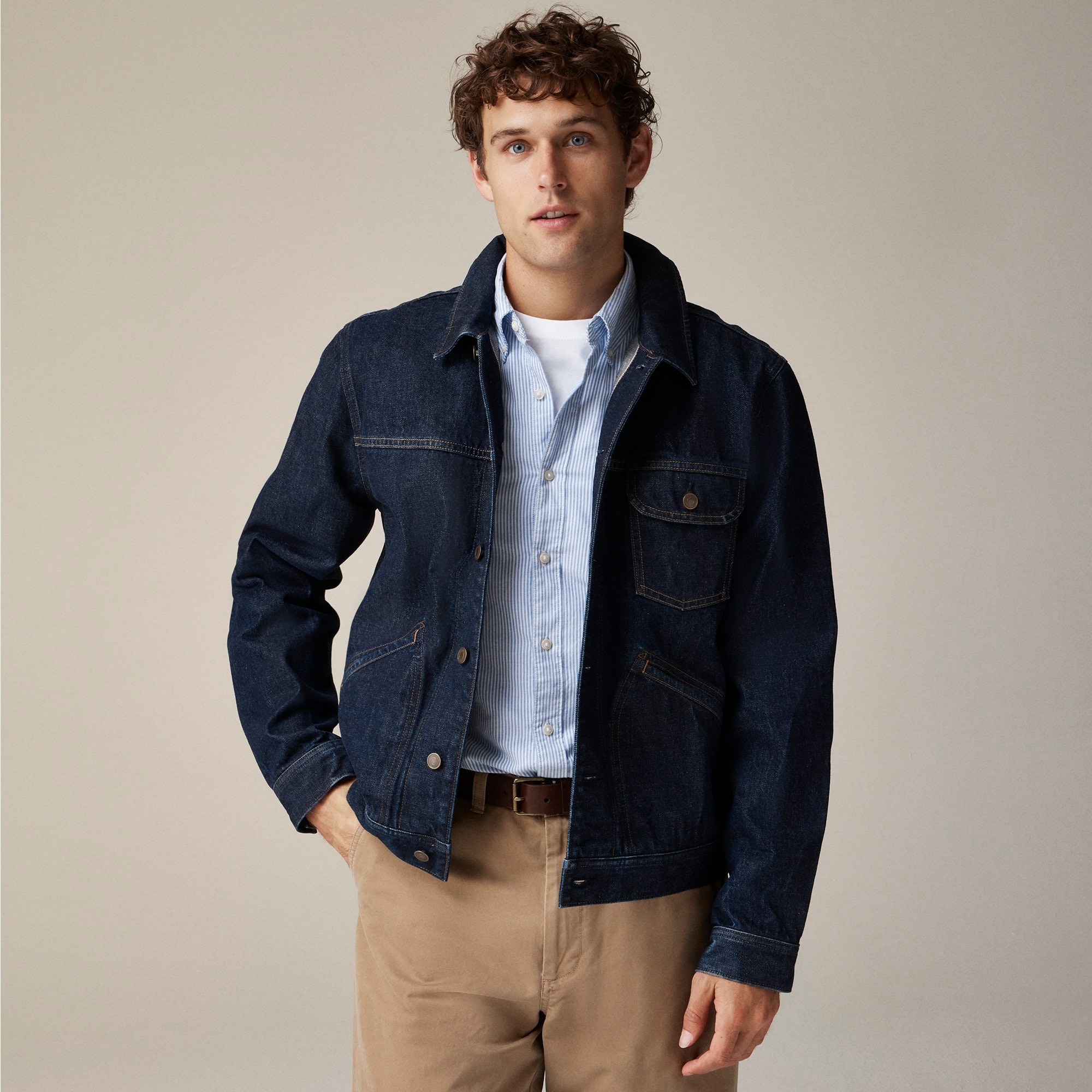 mens Trucker jacket in selvedge Japanese denim