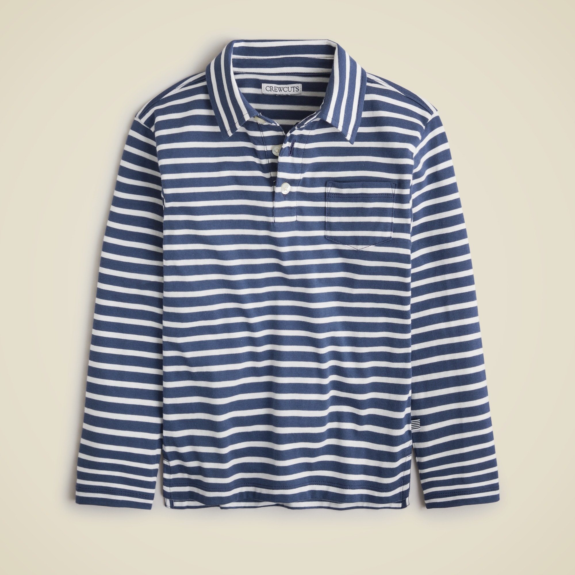  Kids' long-sleeve polo shirt in striped broken-in-jersey