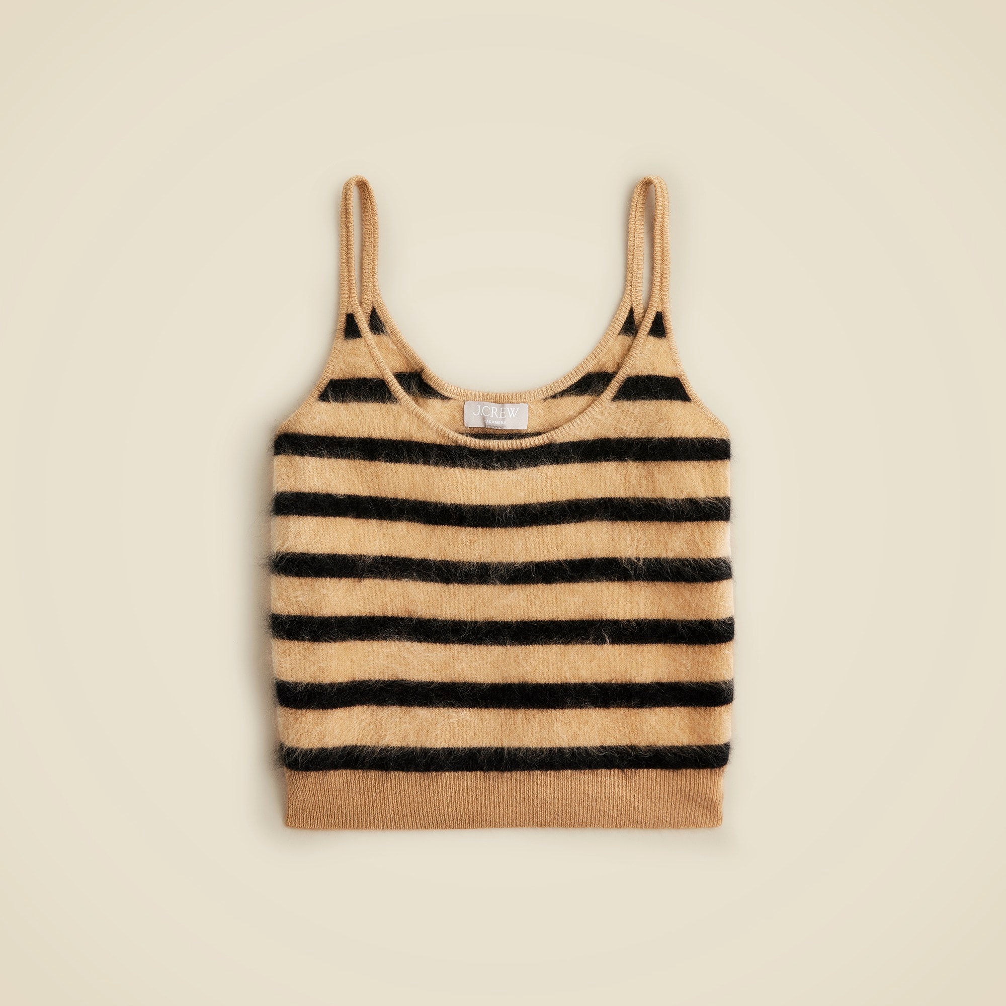 womens Brushed cashmere cropped camisole sweater in stripe