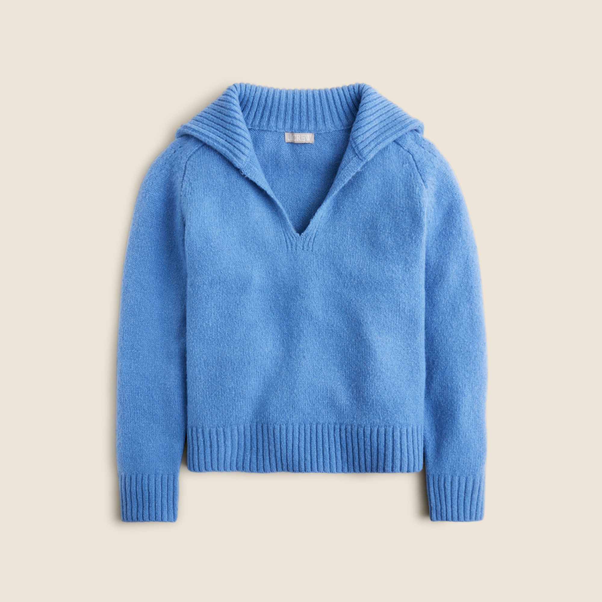  Johnny-collar sweater with ribbed trim