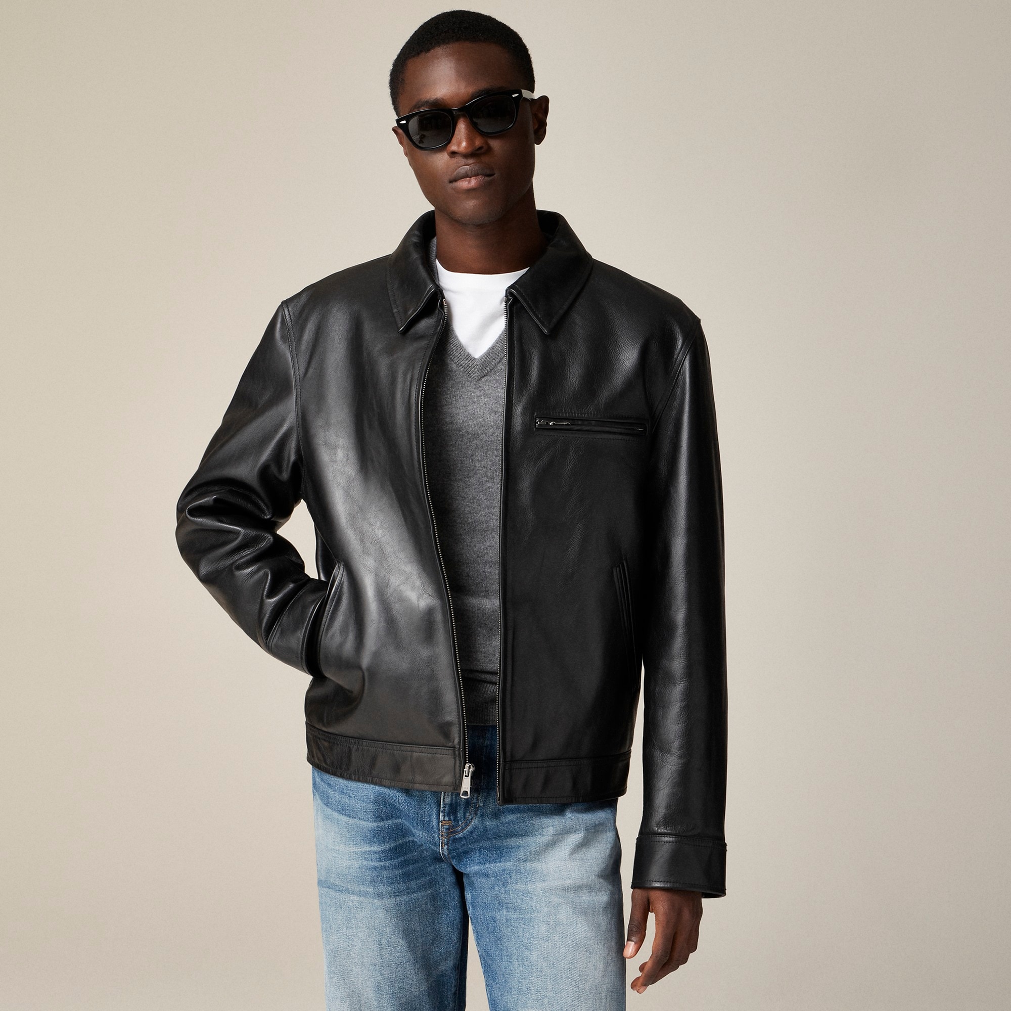 mens Wallace &amp; Barnes Italian leather work jacket