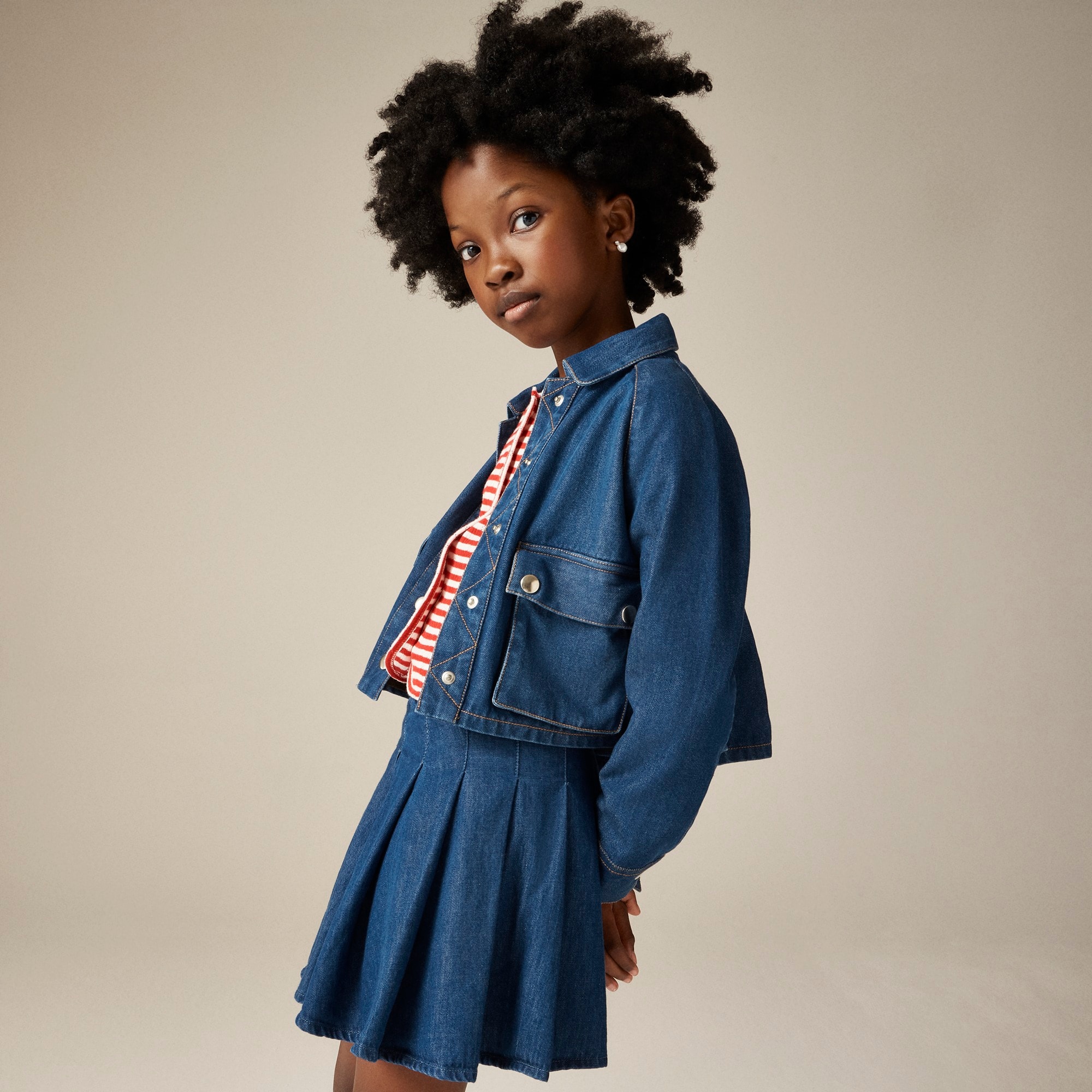 girls Girls' pleated skirt in drapey denim