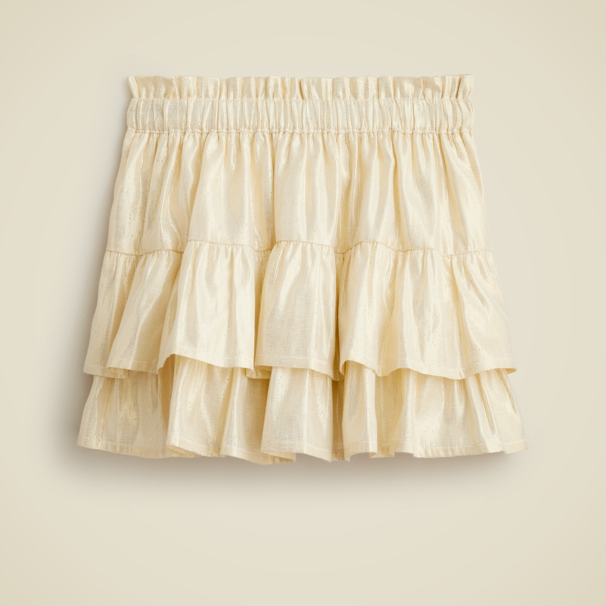 girls Girls' tiered ruffle skirt in gold lam&eacute;