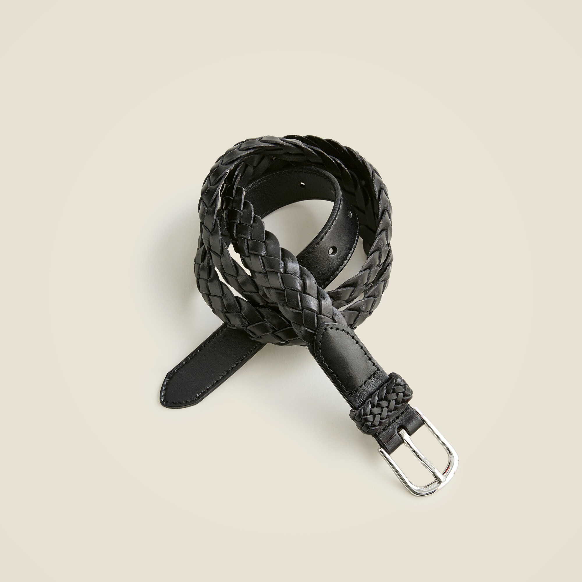 mens Narrow braided leather belt