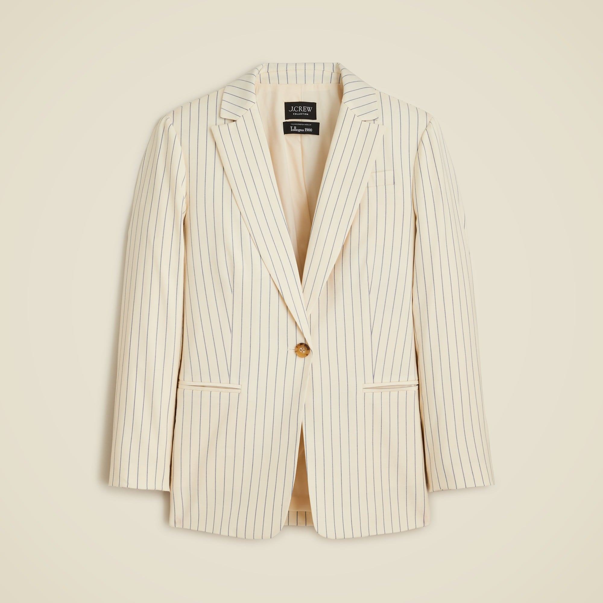  Collection classic blazer in ivory pinstripe Italian wool blend