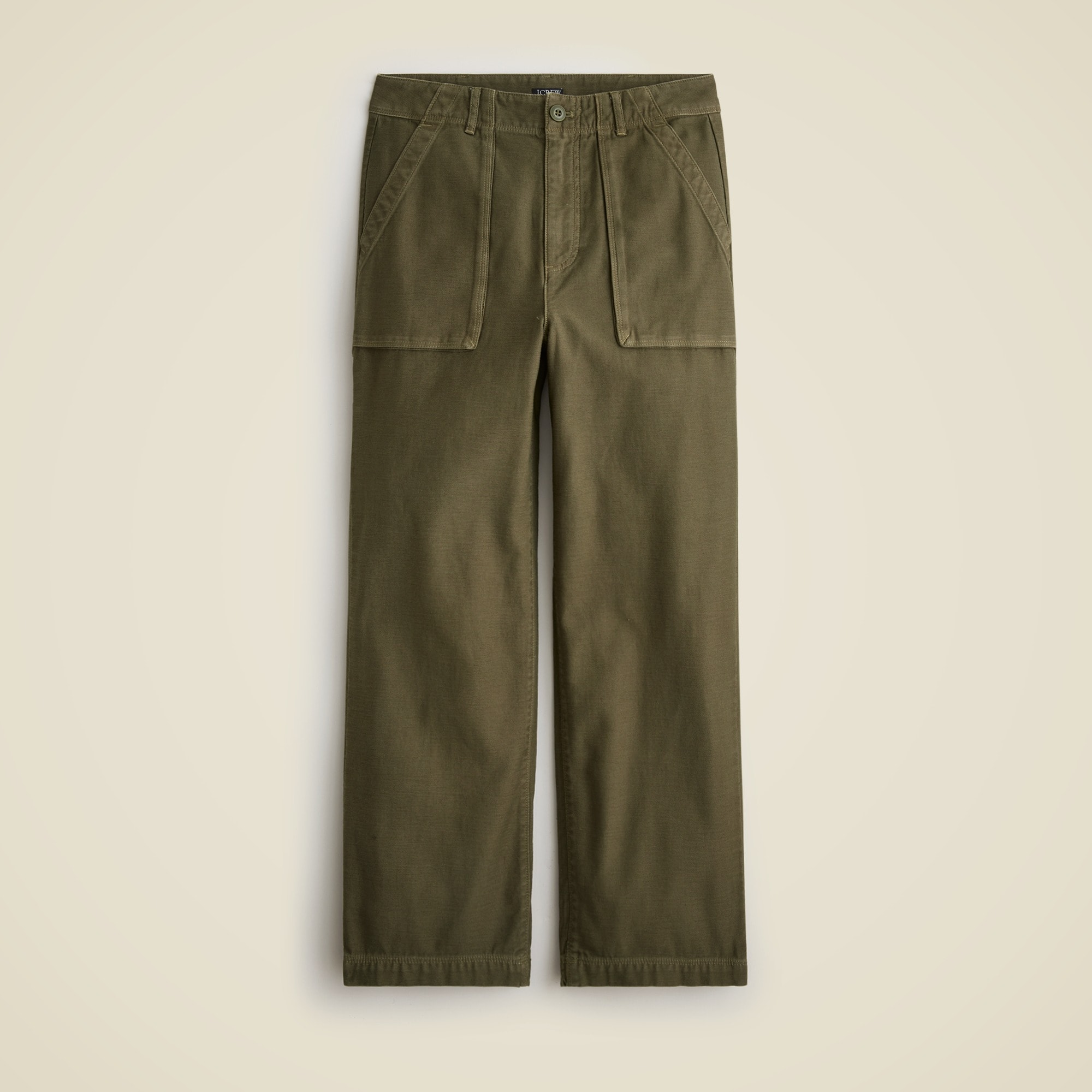  Wide-leg cargo pant in sateen cotton