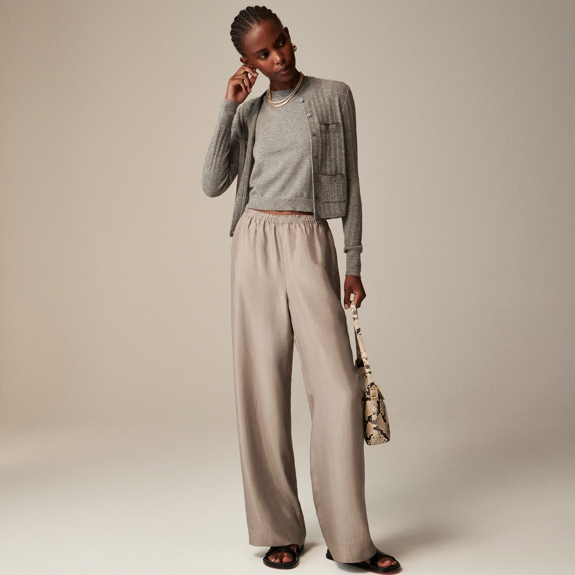 womens Petite Stratus pant in textured satin