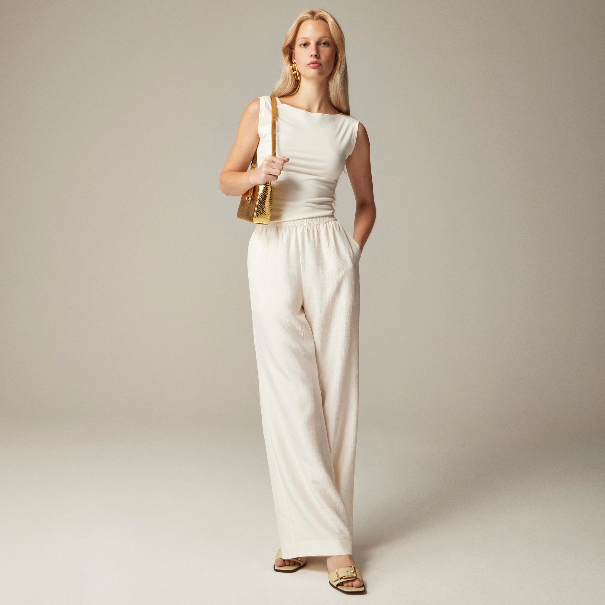 womens Petite Stratus pant in textured satin