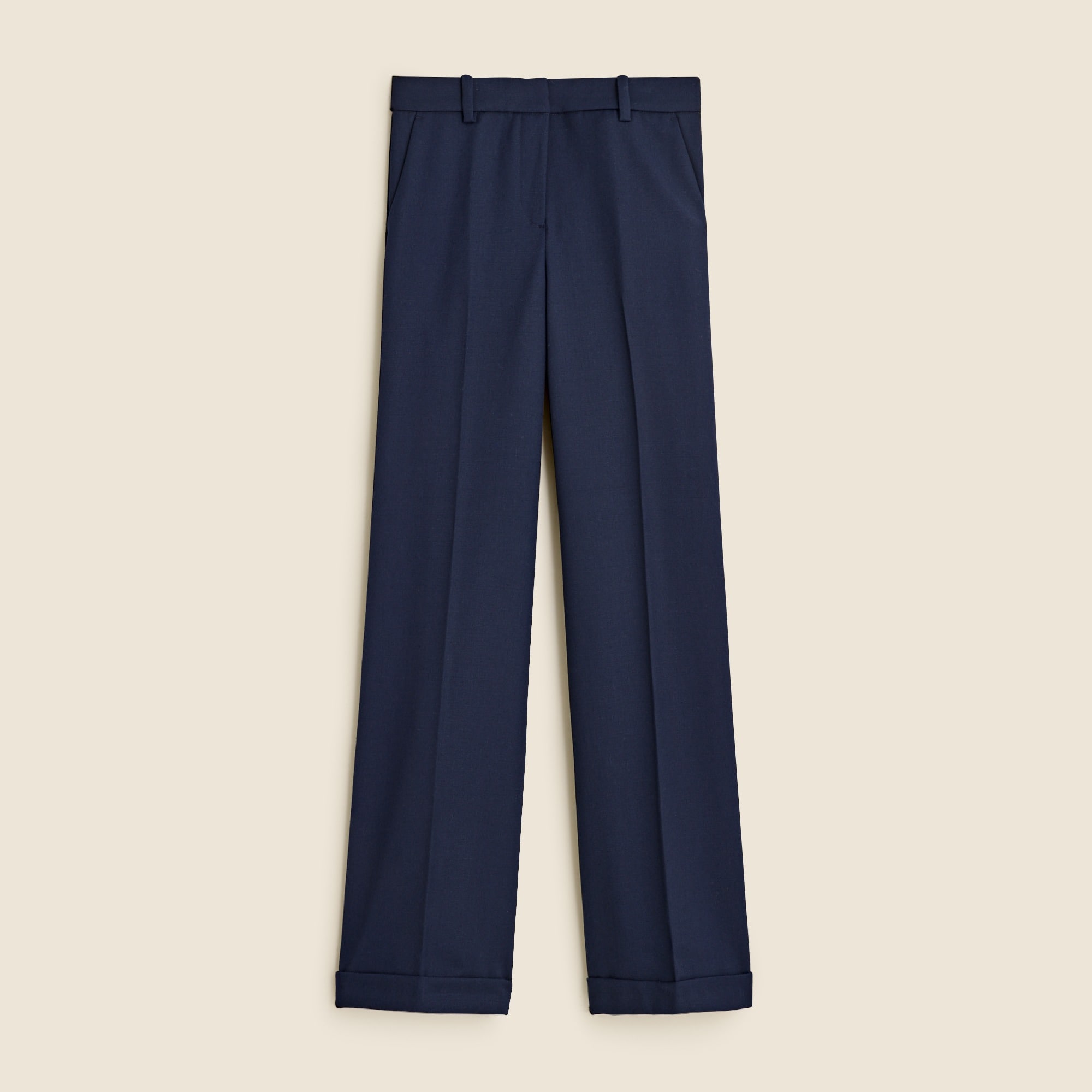  Cuffed wide-leg trouser pant in wool blend