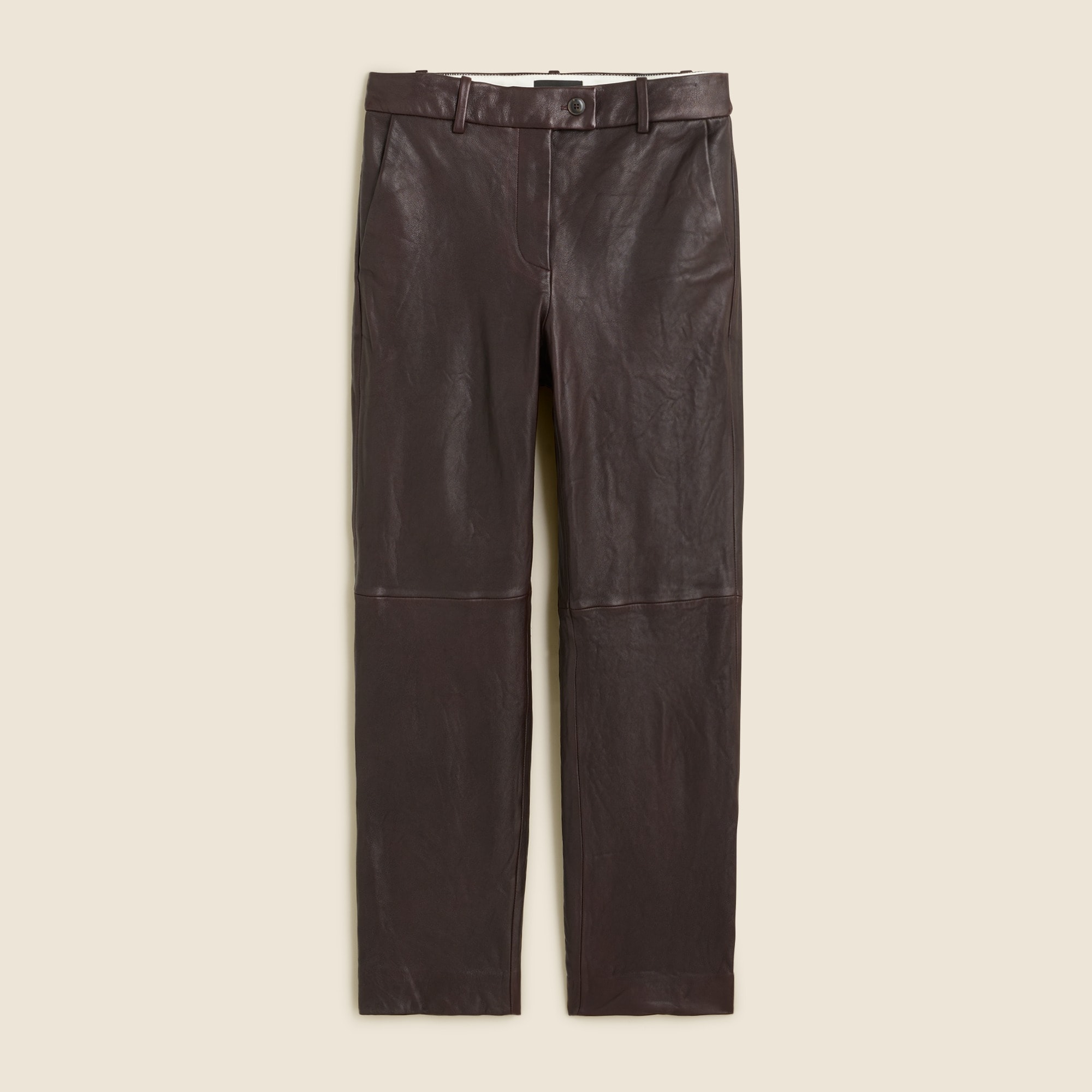 womens Collection cropped straight-leg pant in leather