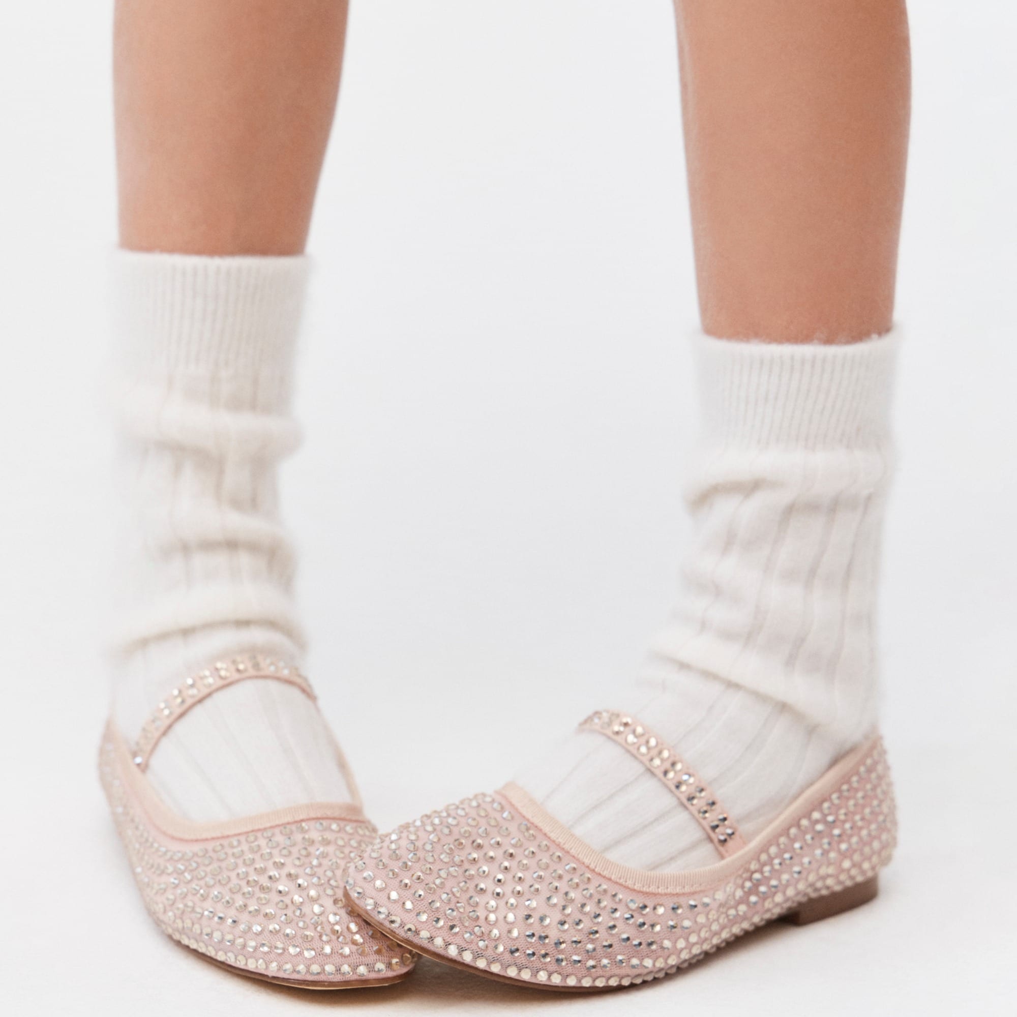 girls Girls crystal-embellished ballet flats in mesh