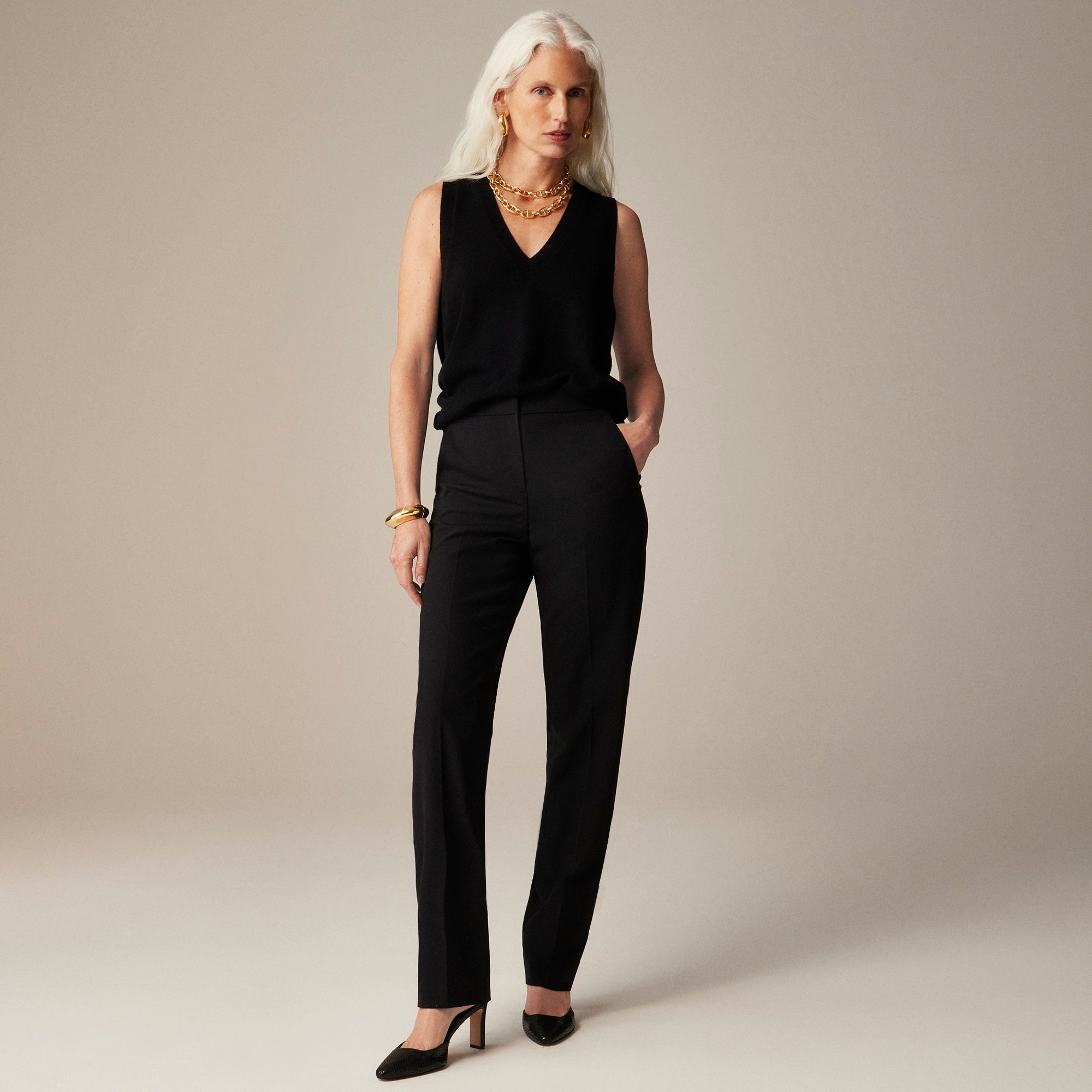 womens Full-length Kate pant in Italian bi-stretch wool blend