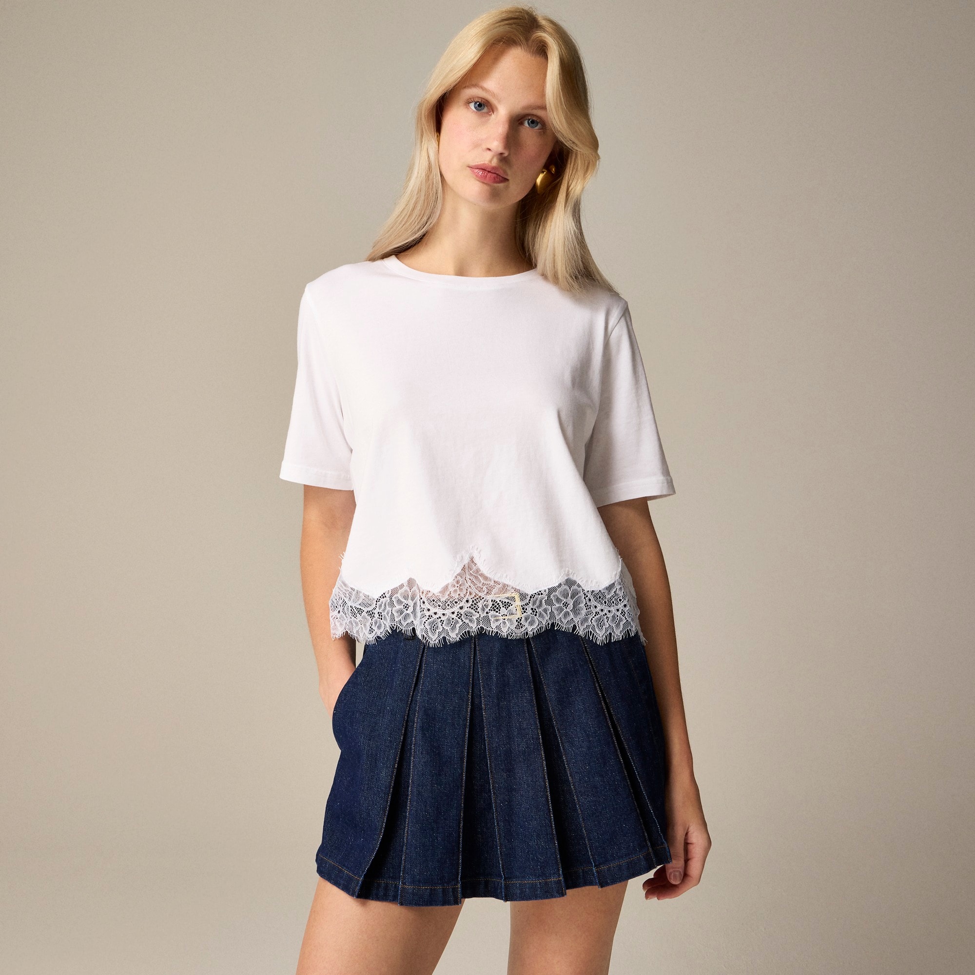 womens Lace-trim T-shirt