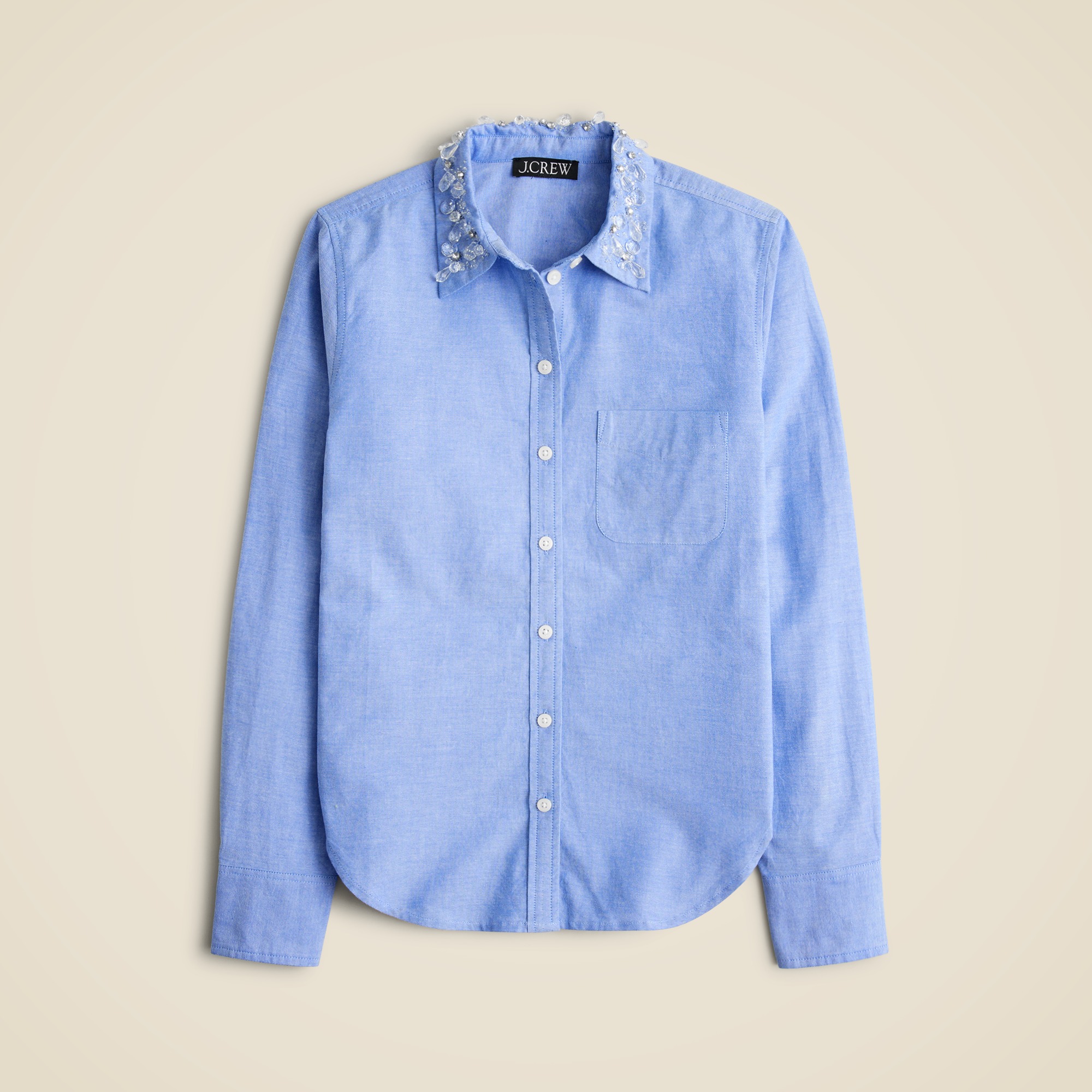  Collection shrunken button-up shirt in embellished brushed cotton oxford