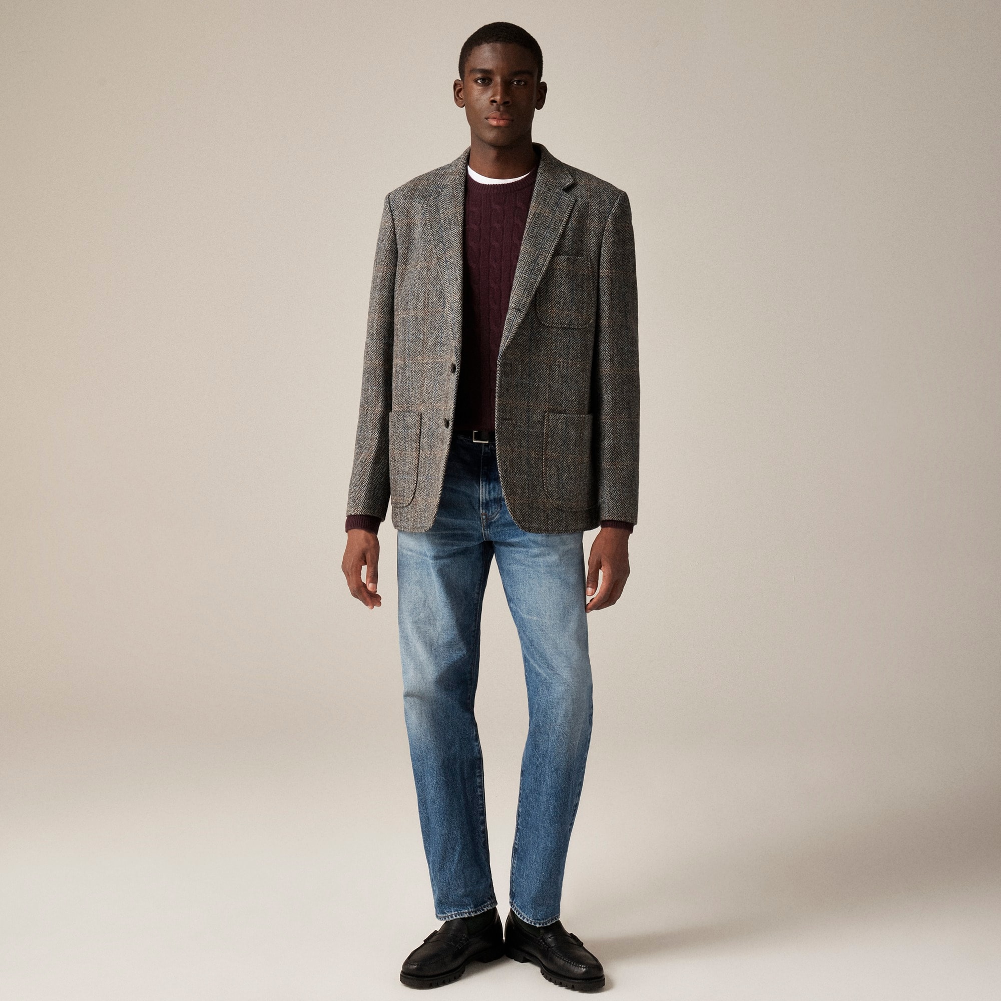 mens Relaxed-fit blazer in Scottish wool herringbone