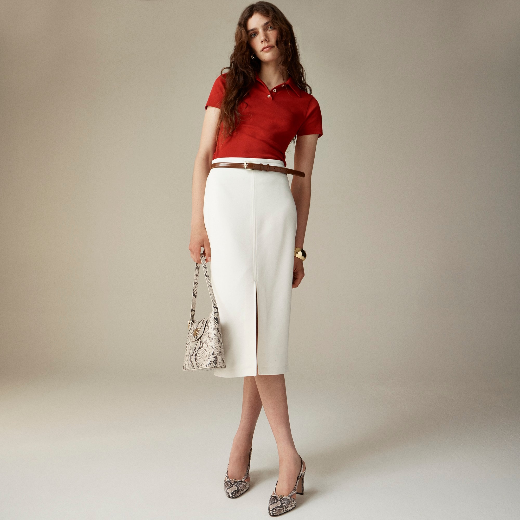 womens Pencil midi skirt in four-season stretch