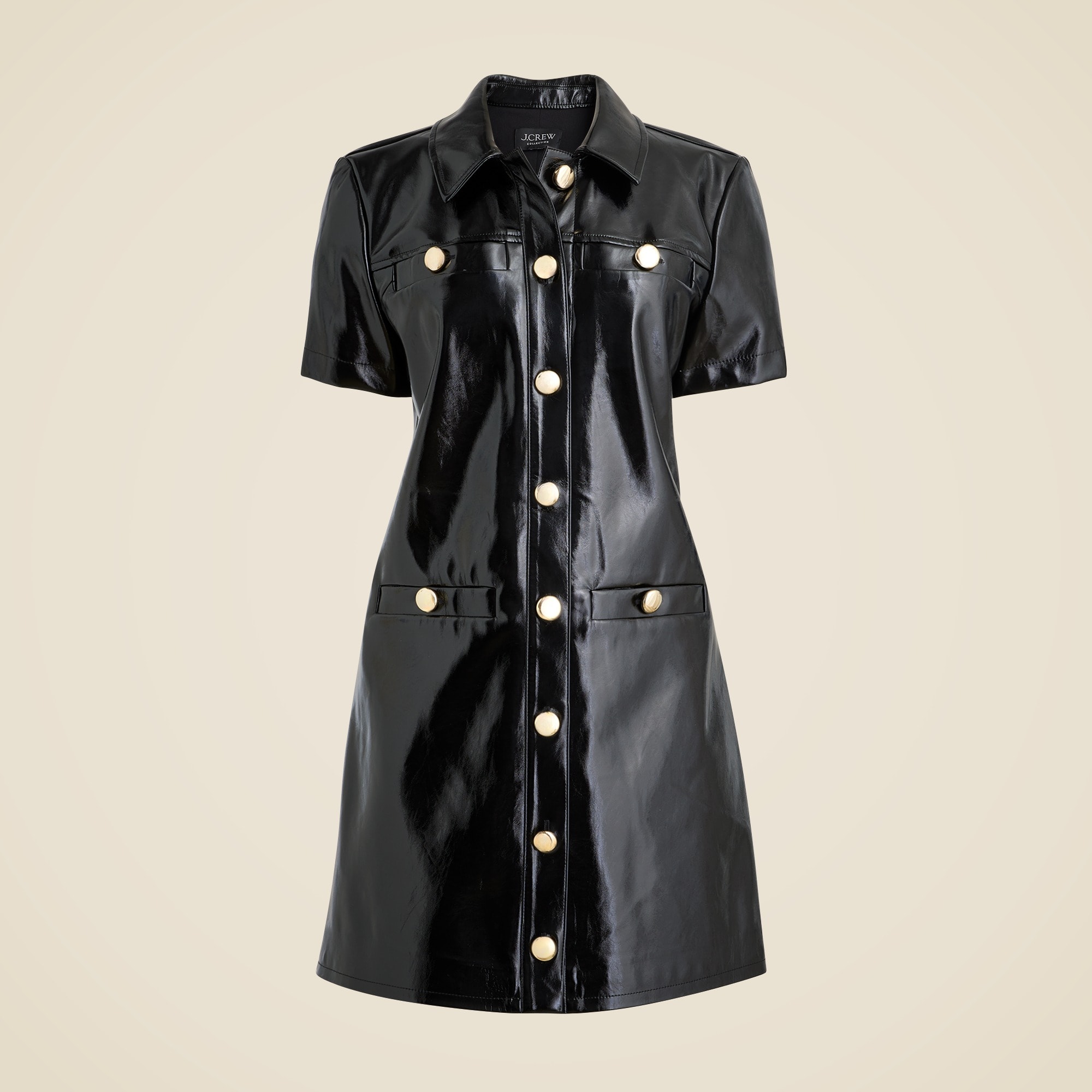 womens Collection gamine shirtdress in faux patent leather