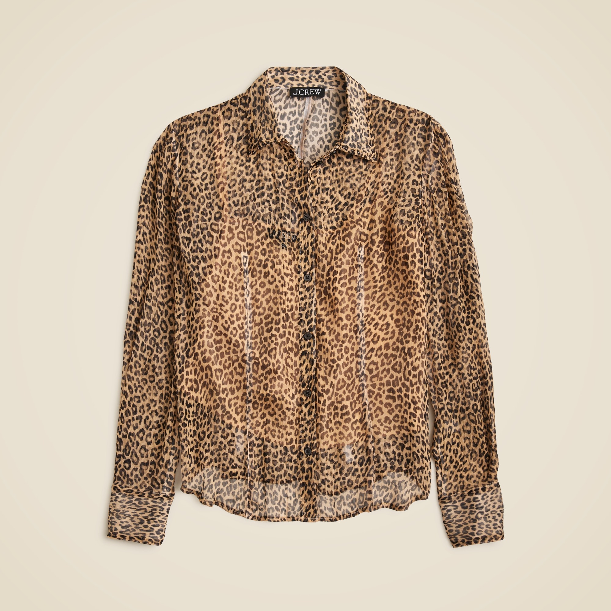  Sheer leopard-print shirt in crinkle chiffon