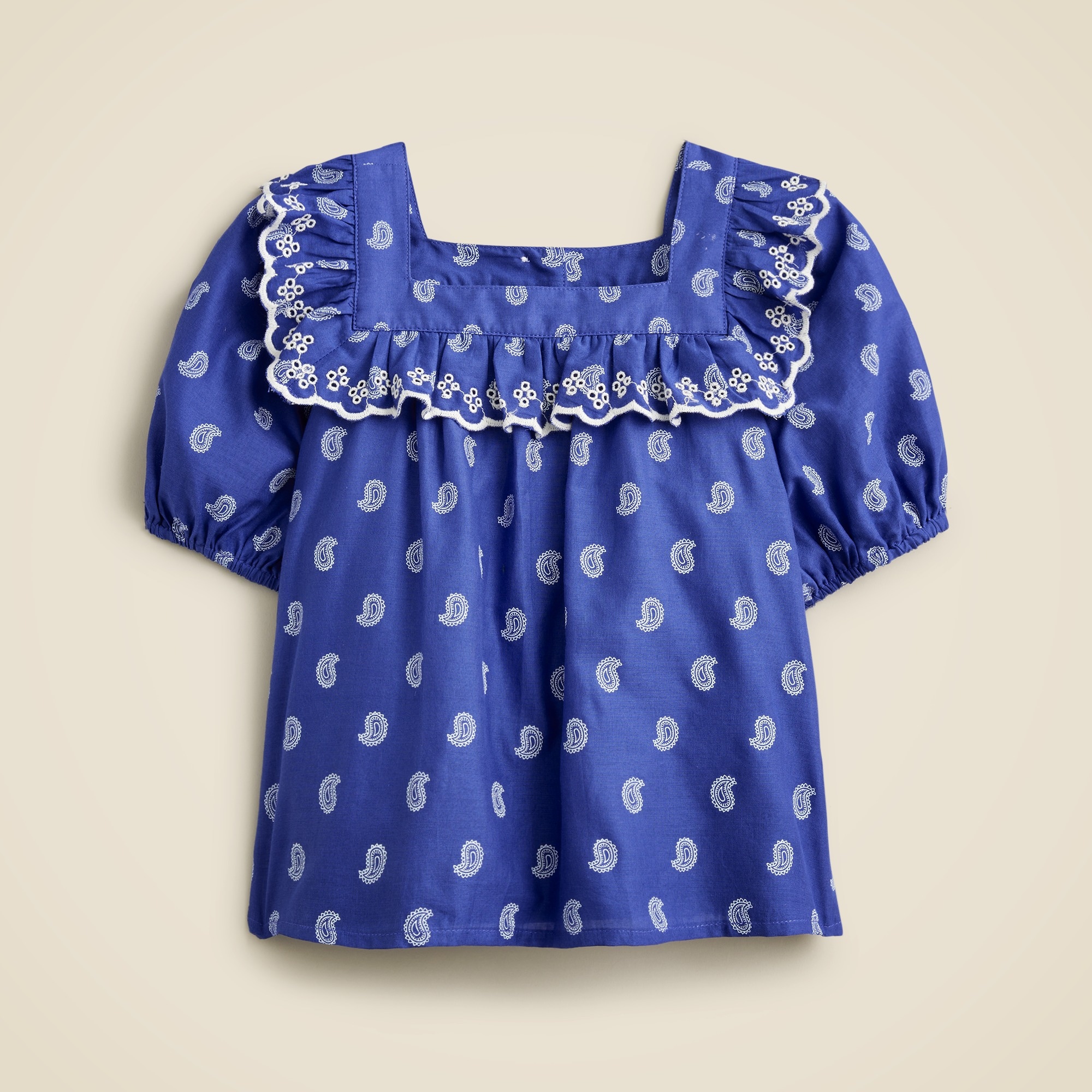 girls Girls' ruffle eyelet top in paisley voile