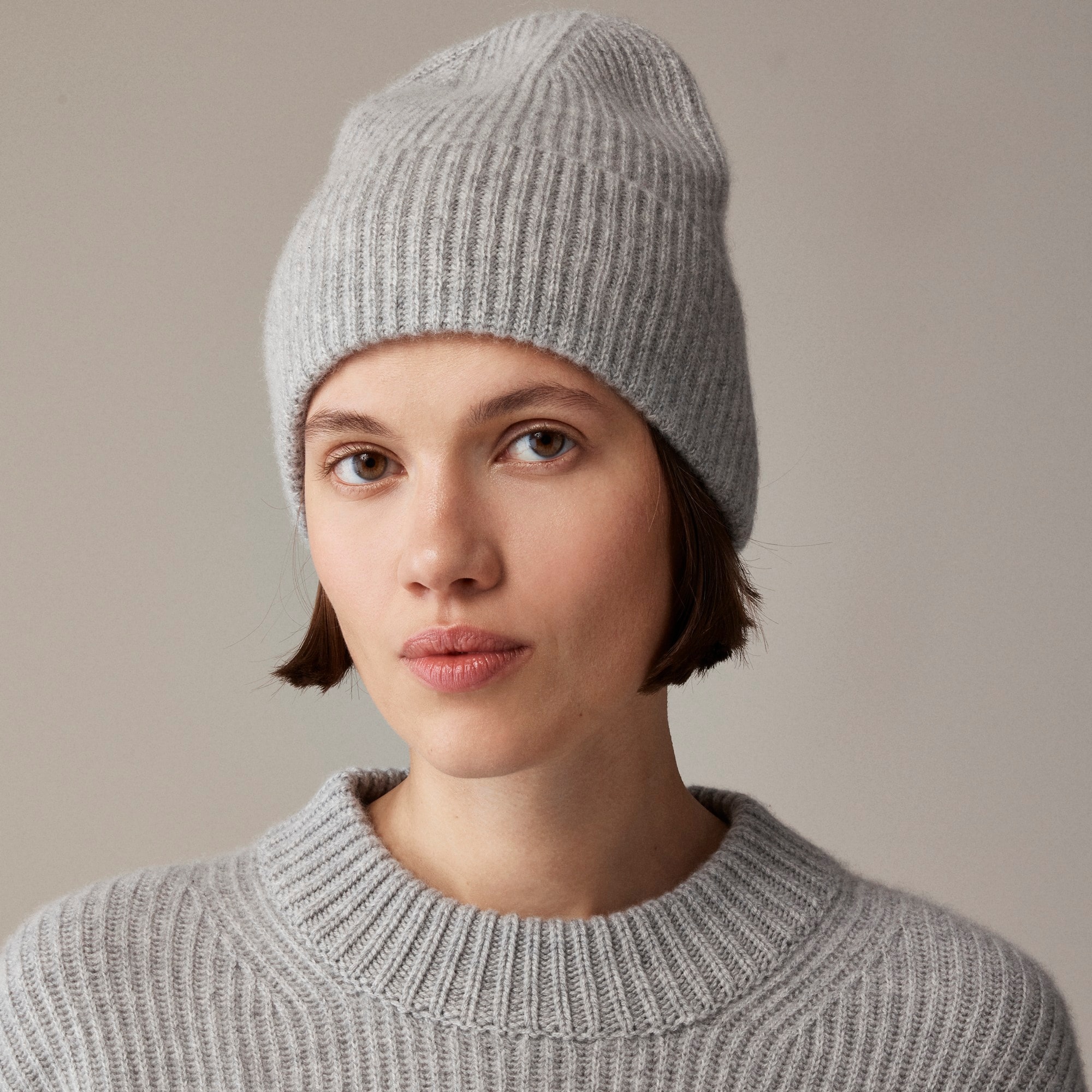 womens Ribbed cashmere beanie