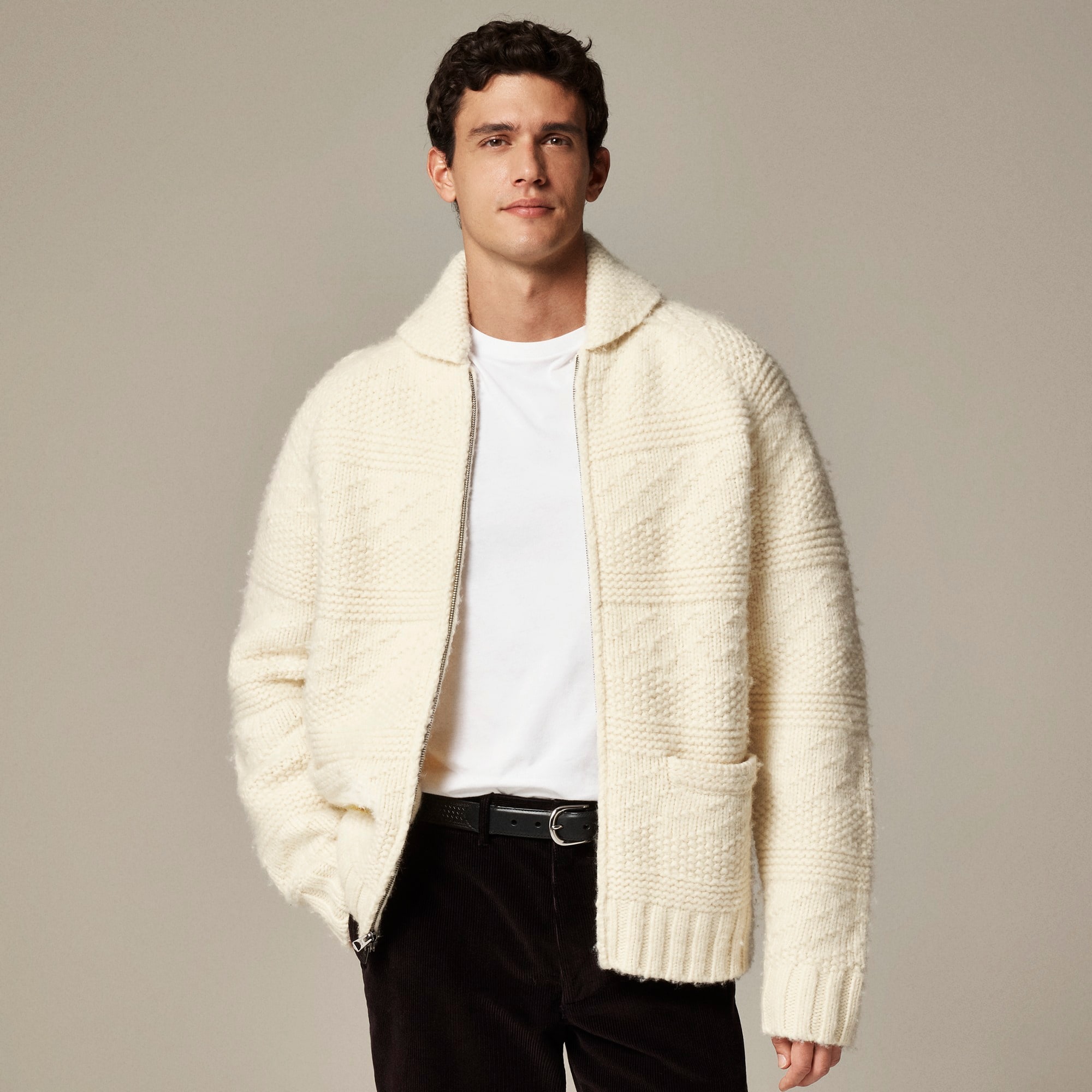 mens Highland wool full-zip sweater