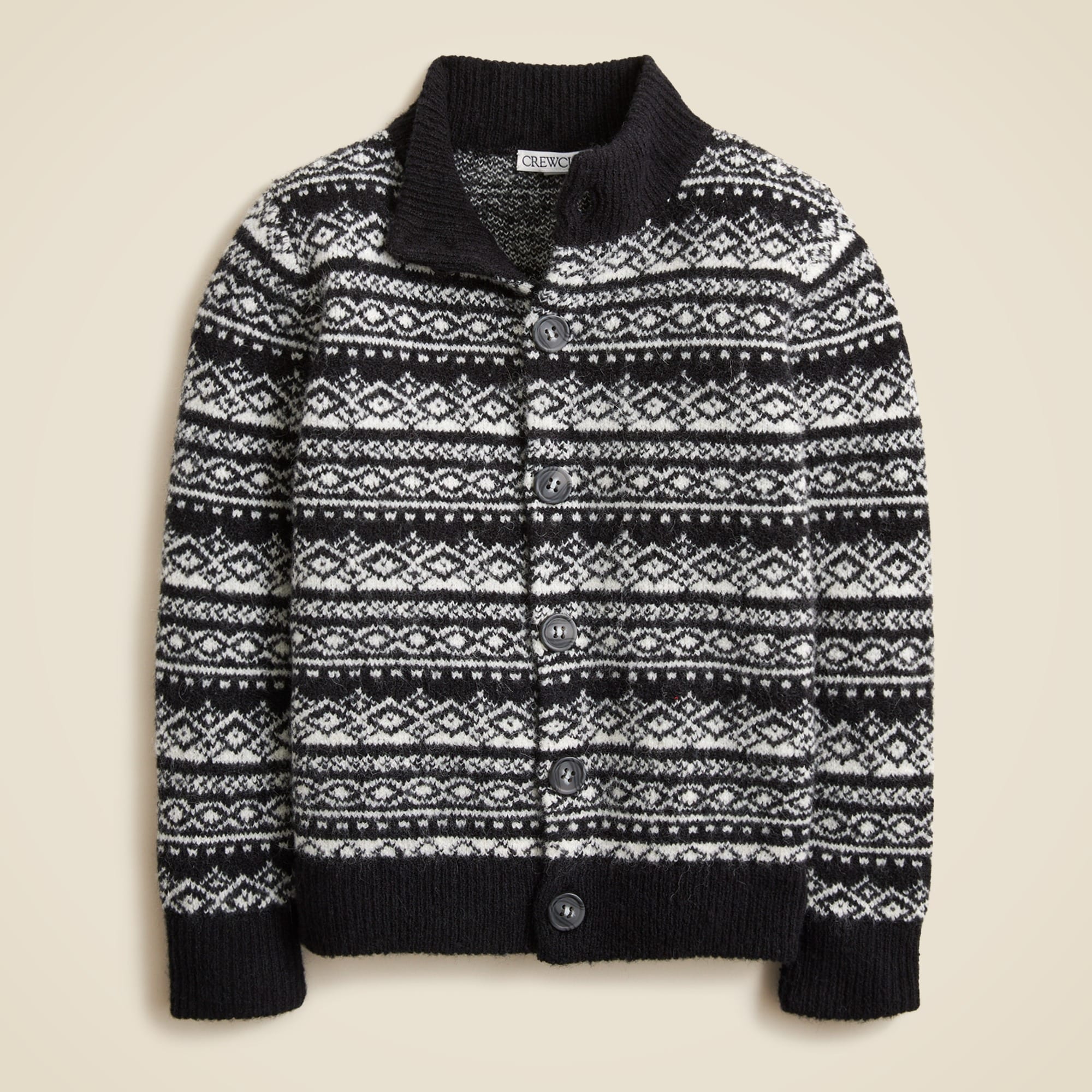  Boys' diamond Fair Isle cardigan sweater