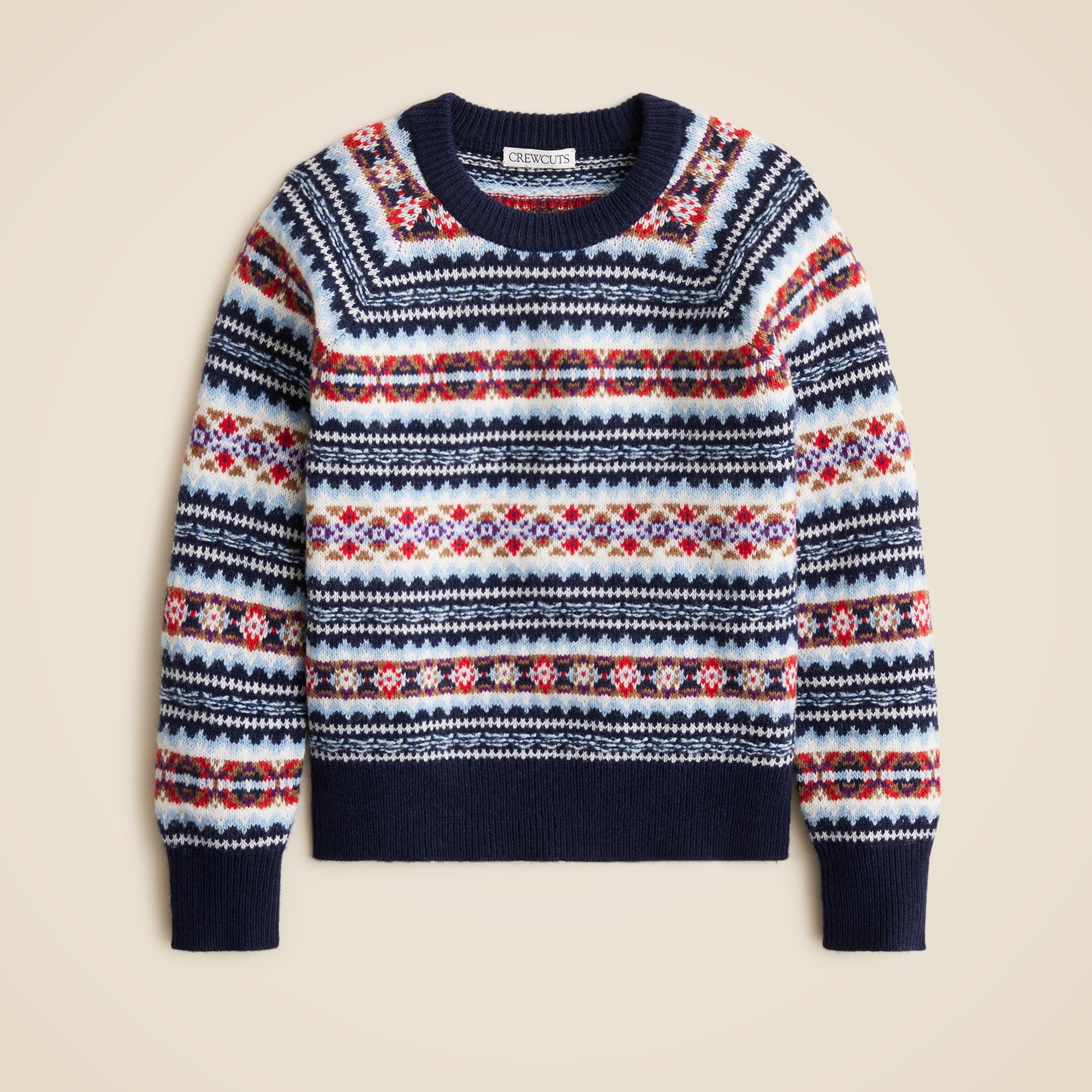  Kids' multicolor Fair Isle crewneck sweater