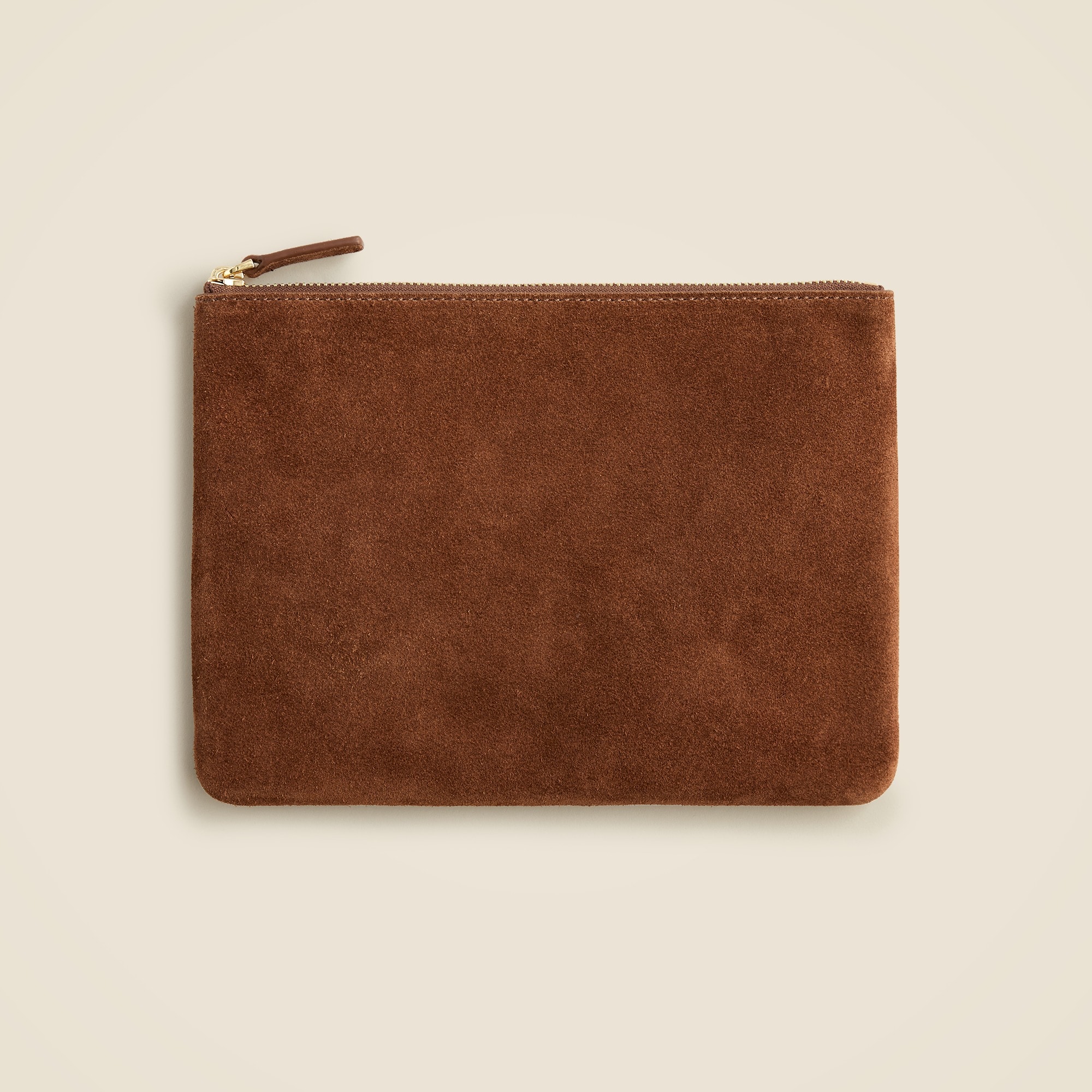 womens Berkeley zipper pouch in leather and suede