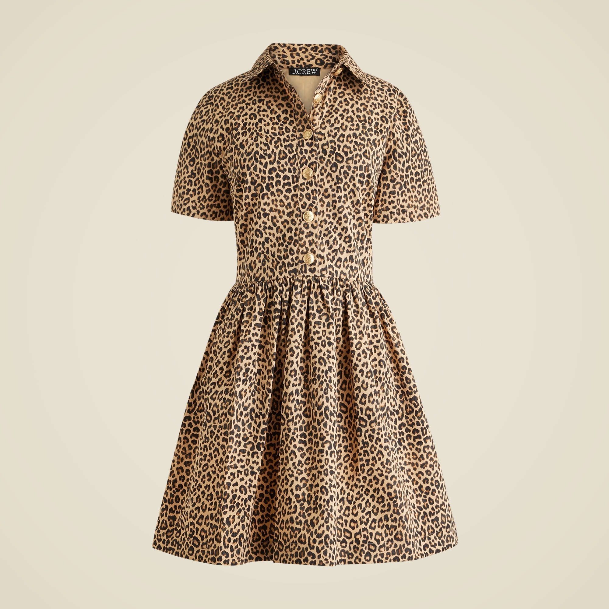  A-line shirtdress in leopard chino