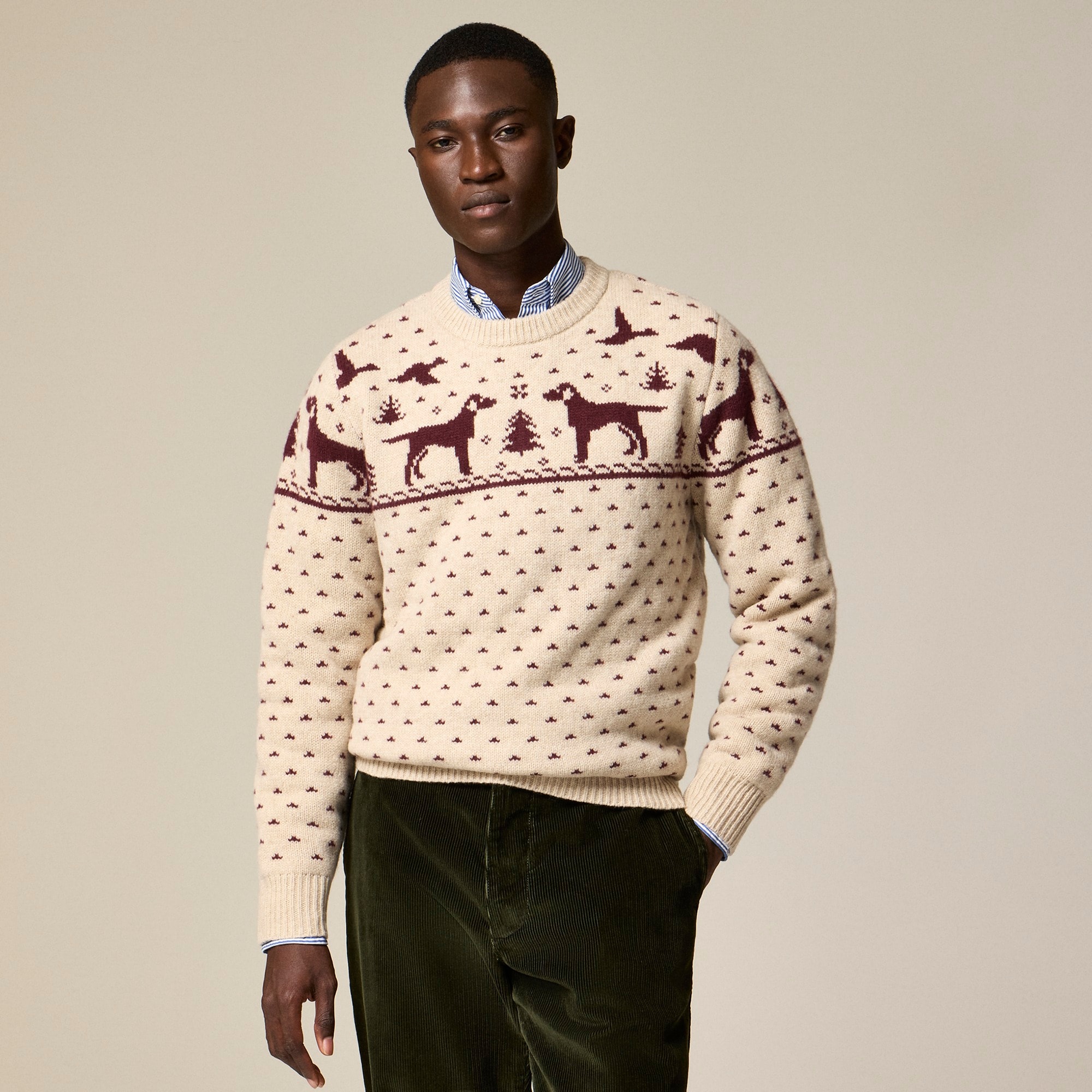 mens Fair Isle lambswool crewneck sweater