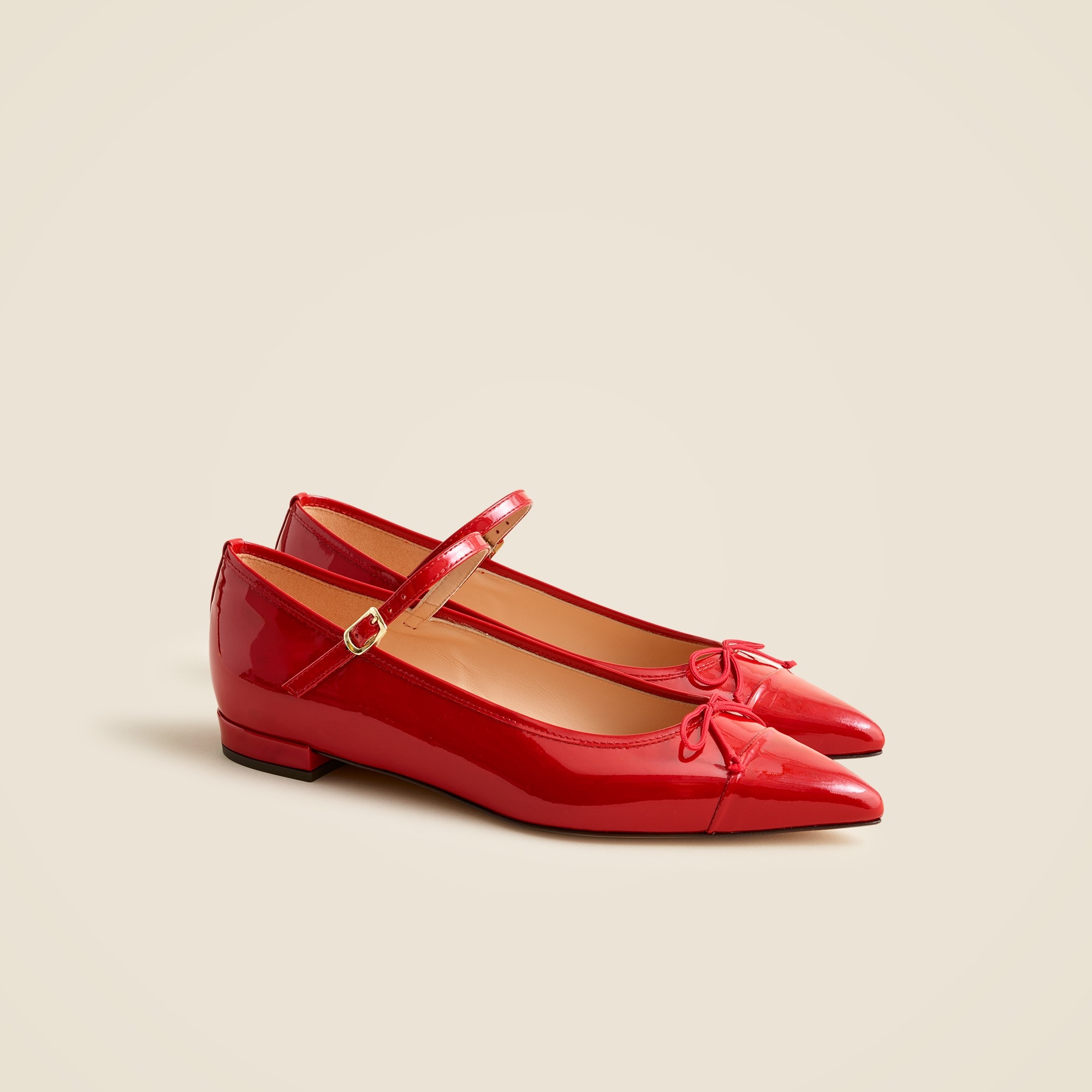 womens Pointed-toe Mary Jane ballet flats in Italian patent leather