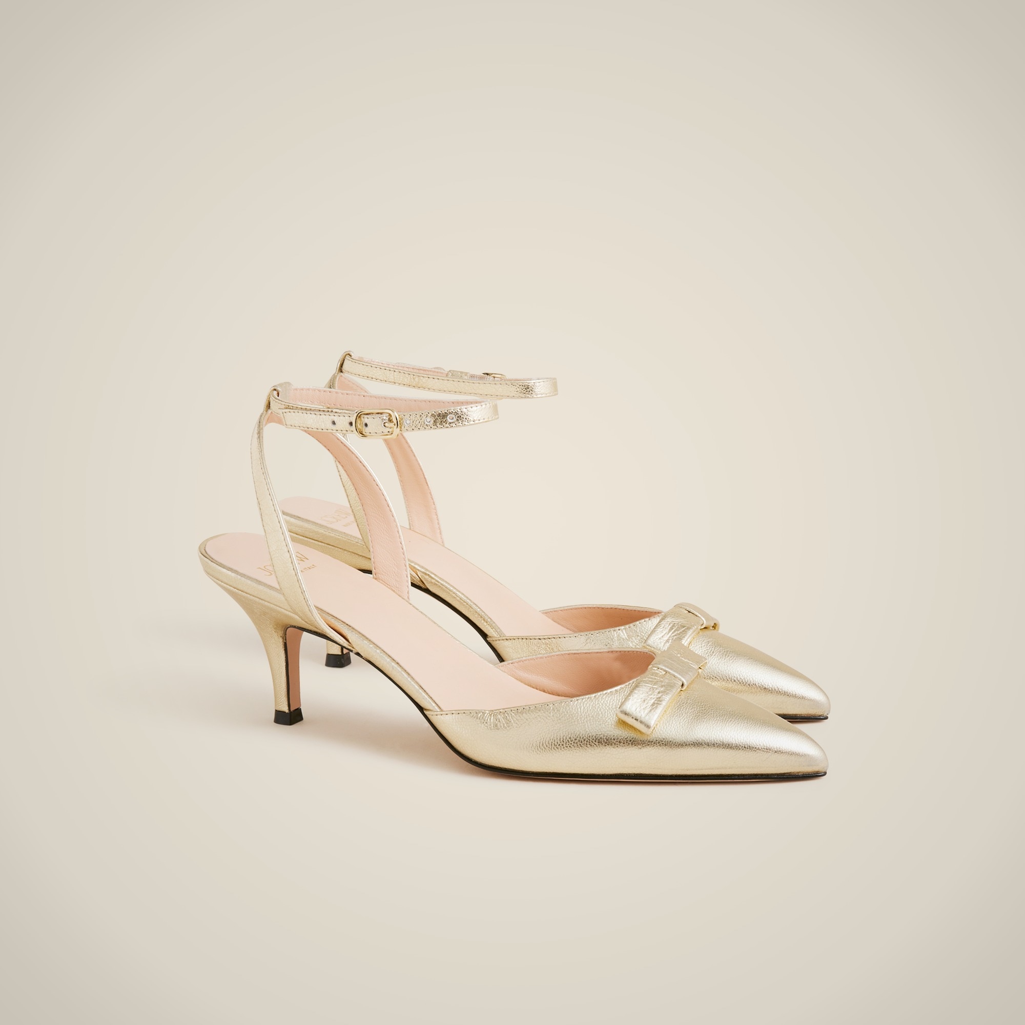 womens Made-in-Italy Colette bow pumps in metallic crinkle leather