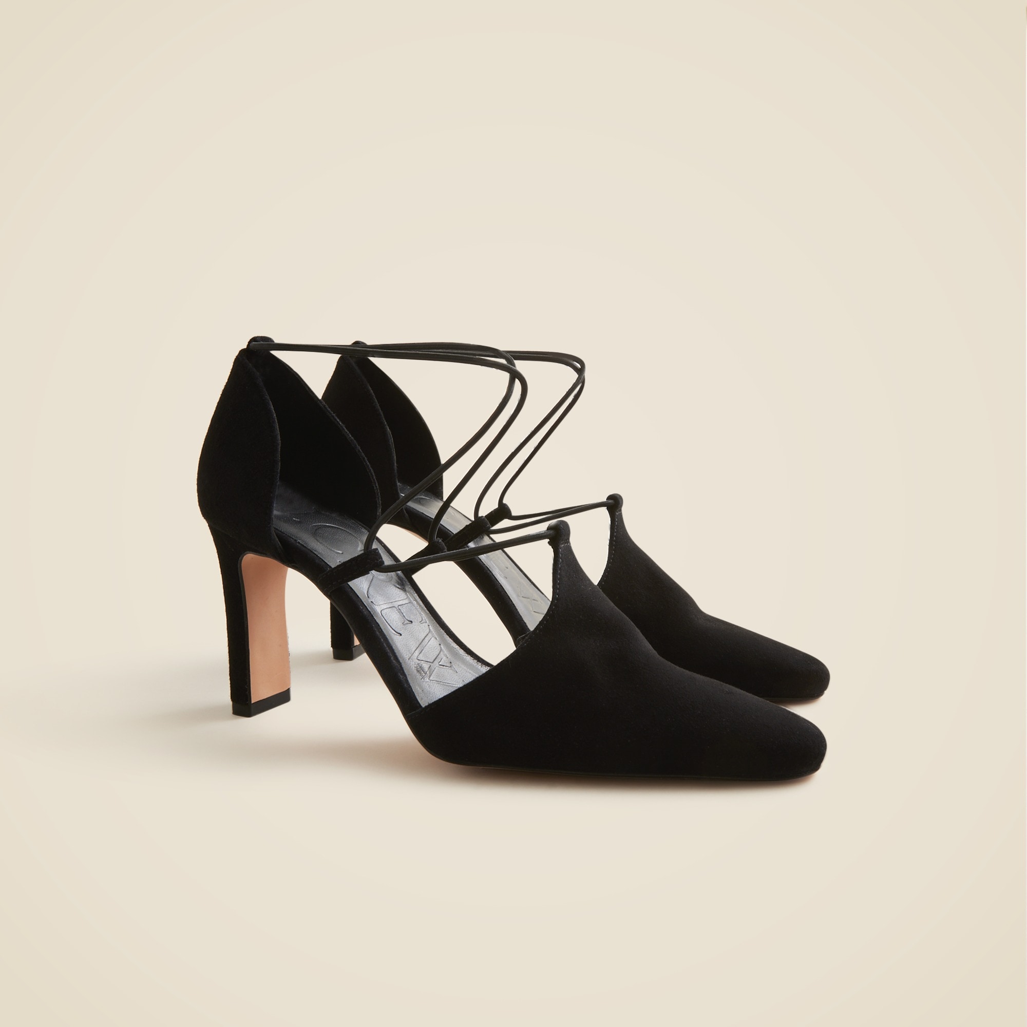 womens Made-in-Spain Jules cross-strap pumps in suede