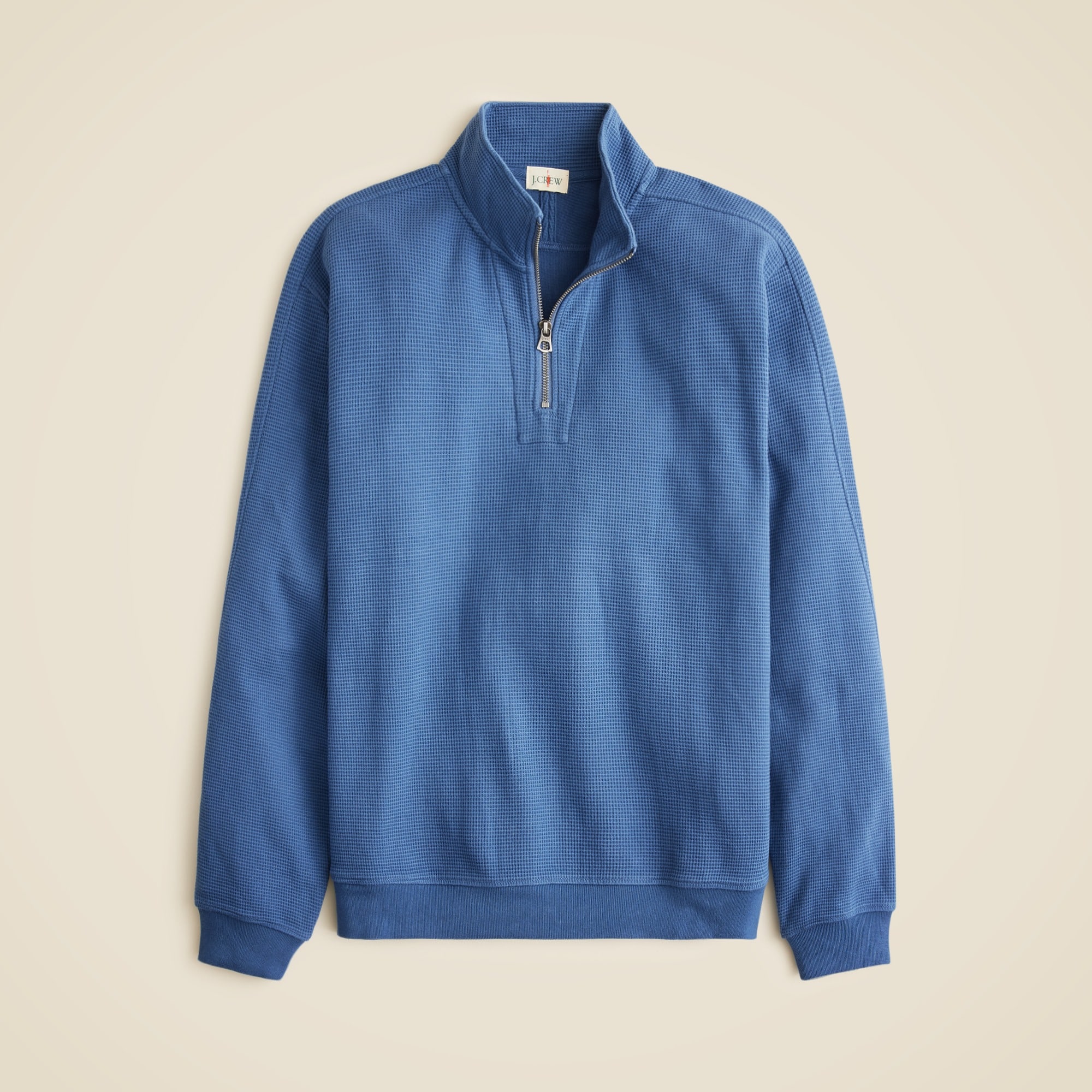 mens Brushed waffle-knit half-zip pullover