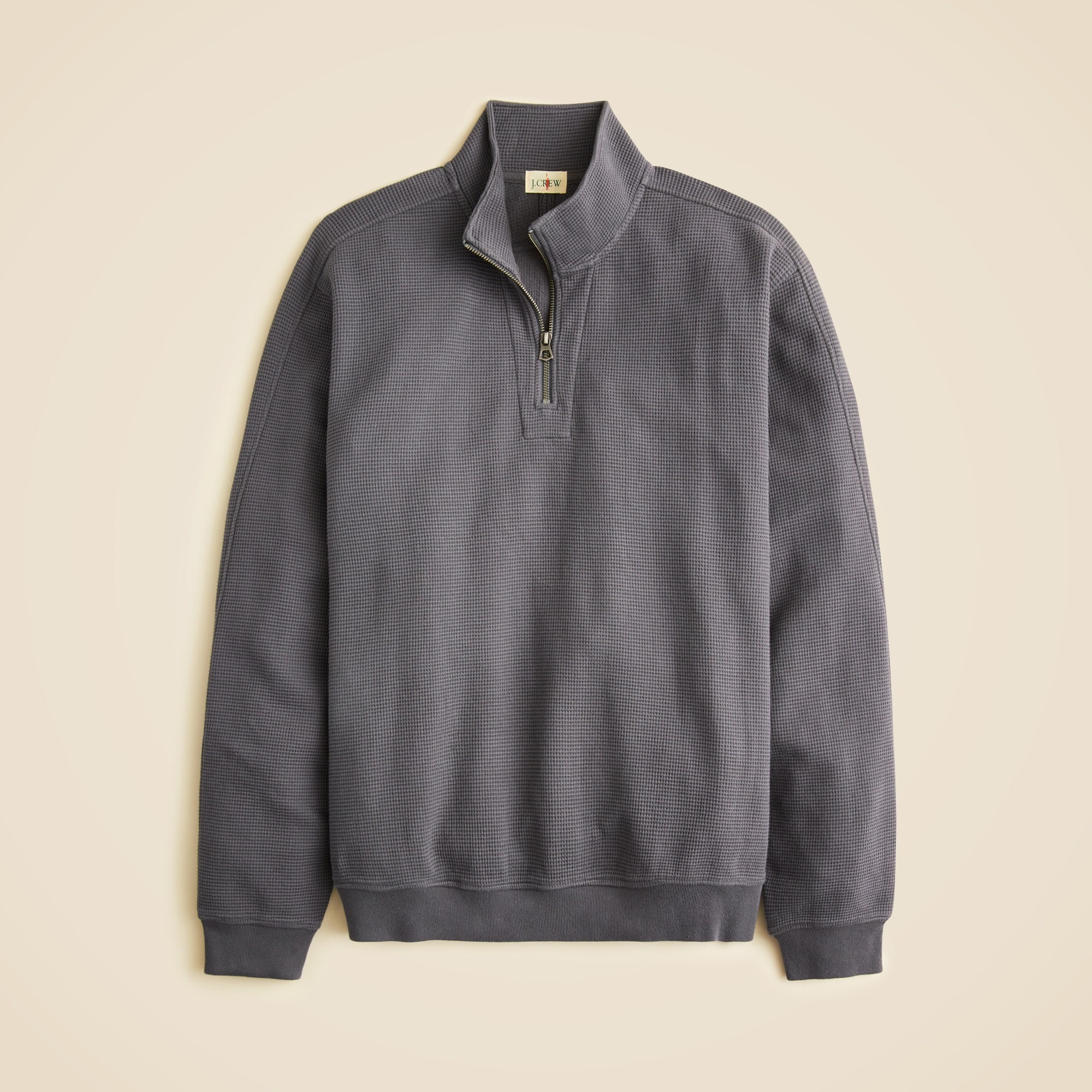 mens Brushed waffle-knit half-zip pullover