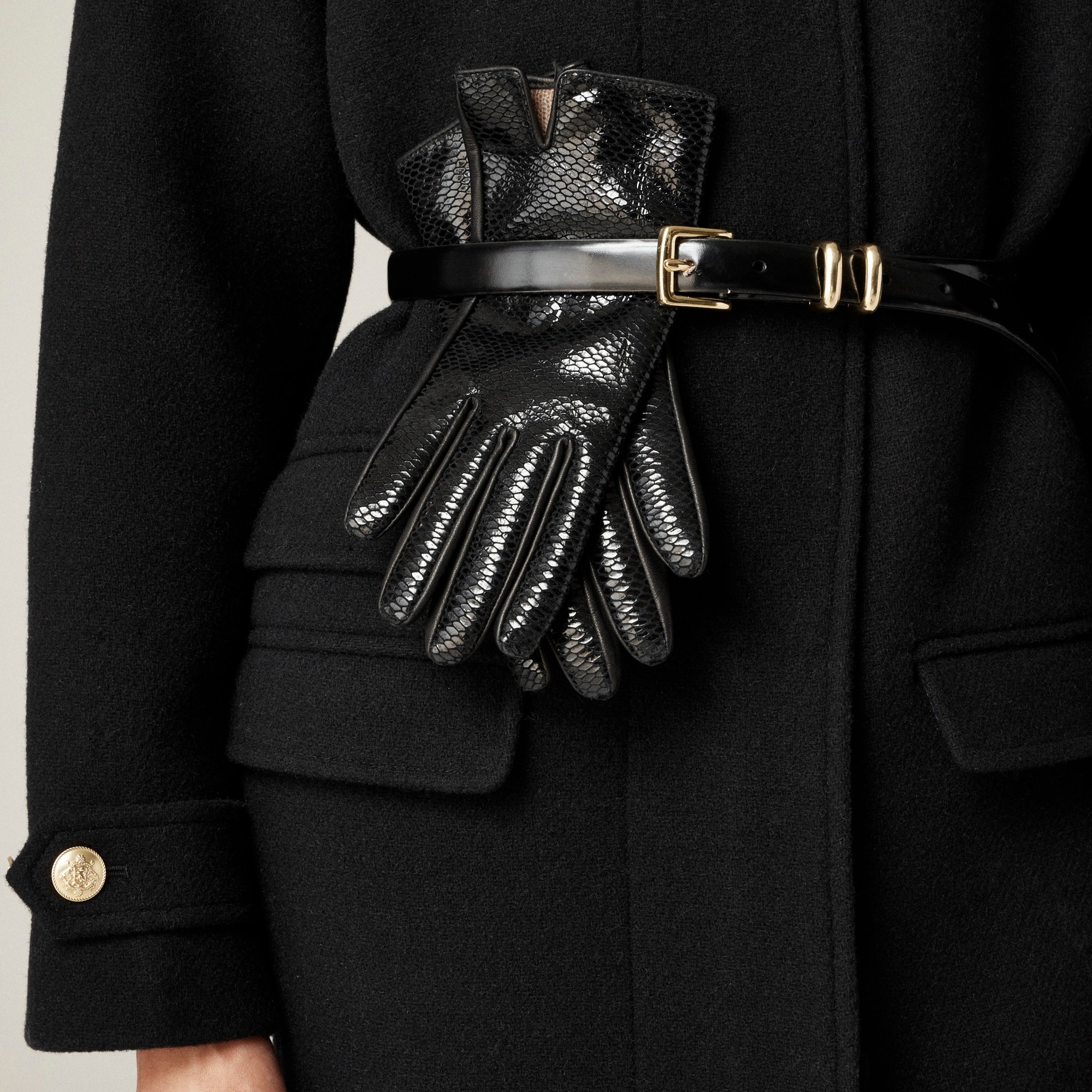 womens Snake-embossed leather tech-touch gloves