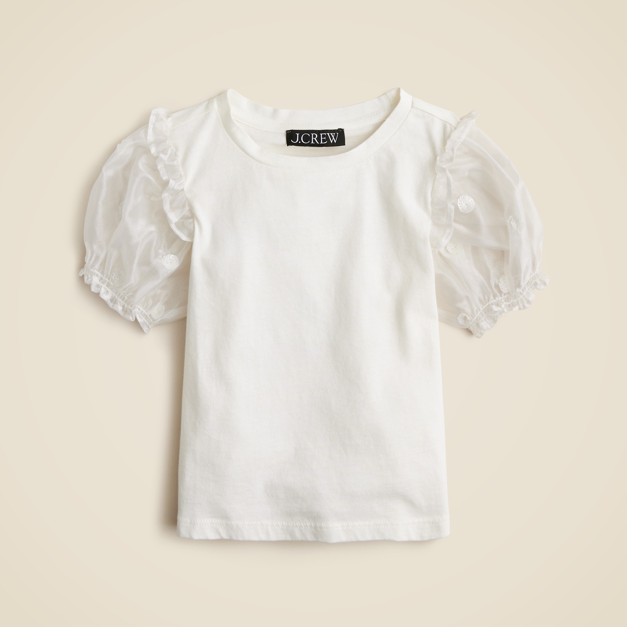 girls Girls' organza puff-sleeve T-shirt