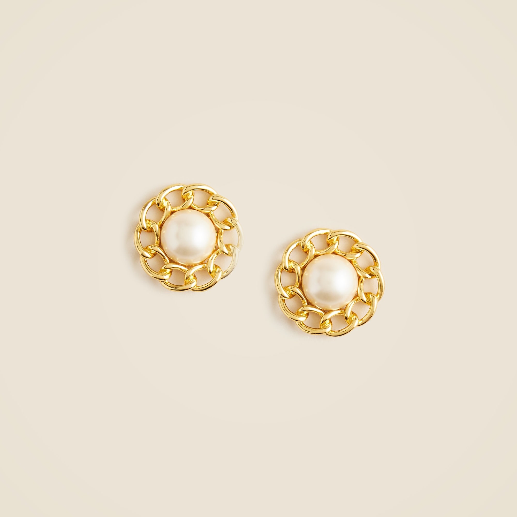 womens Chainlink pearl studs