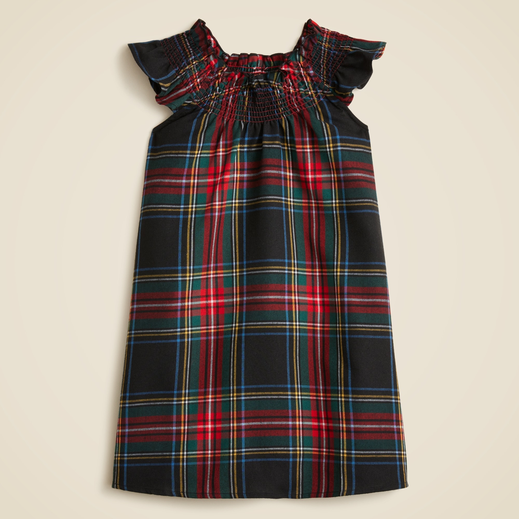 girls Girls' smocked flannel nightgown in tartan