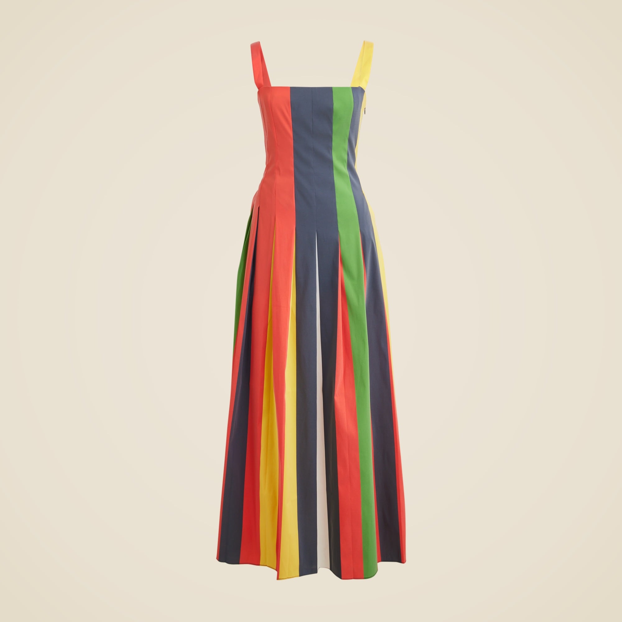 womens Christopher John Rogers X J.Crew pleated dress in striped stretch taffeta