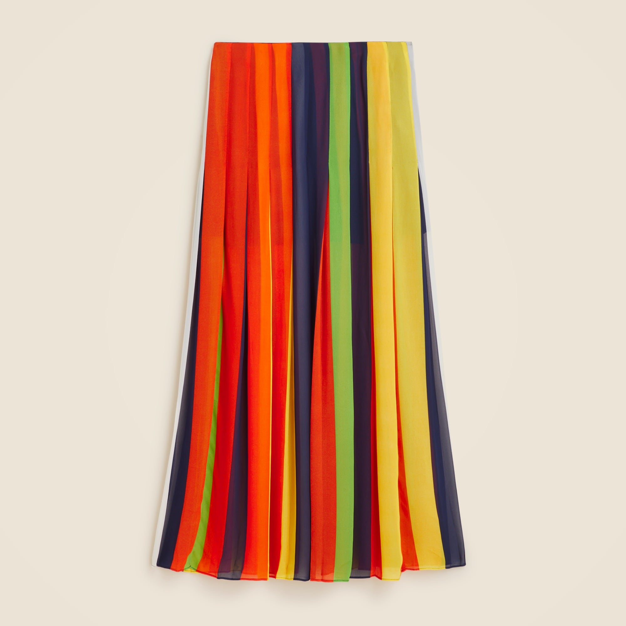 womens Christopher John Rogers X J.Crew pleated maxi skirt in multistripe chiffon