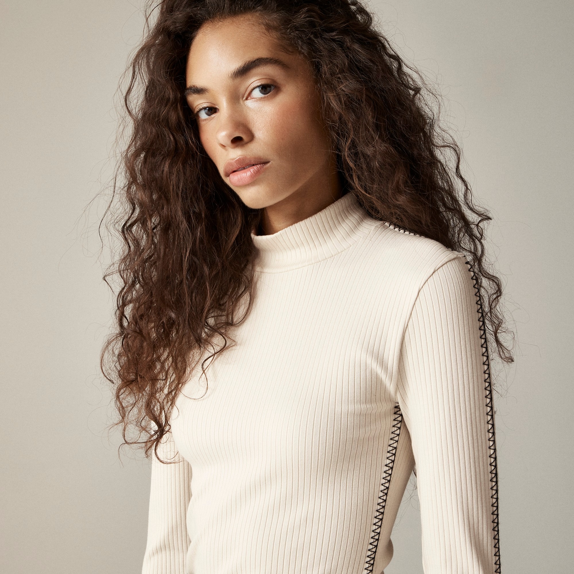 womens Premium rib turtleneck with whipstitch trim