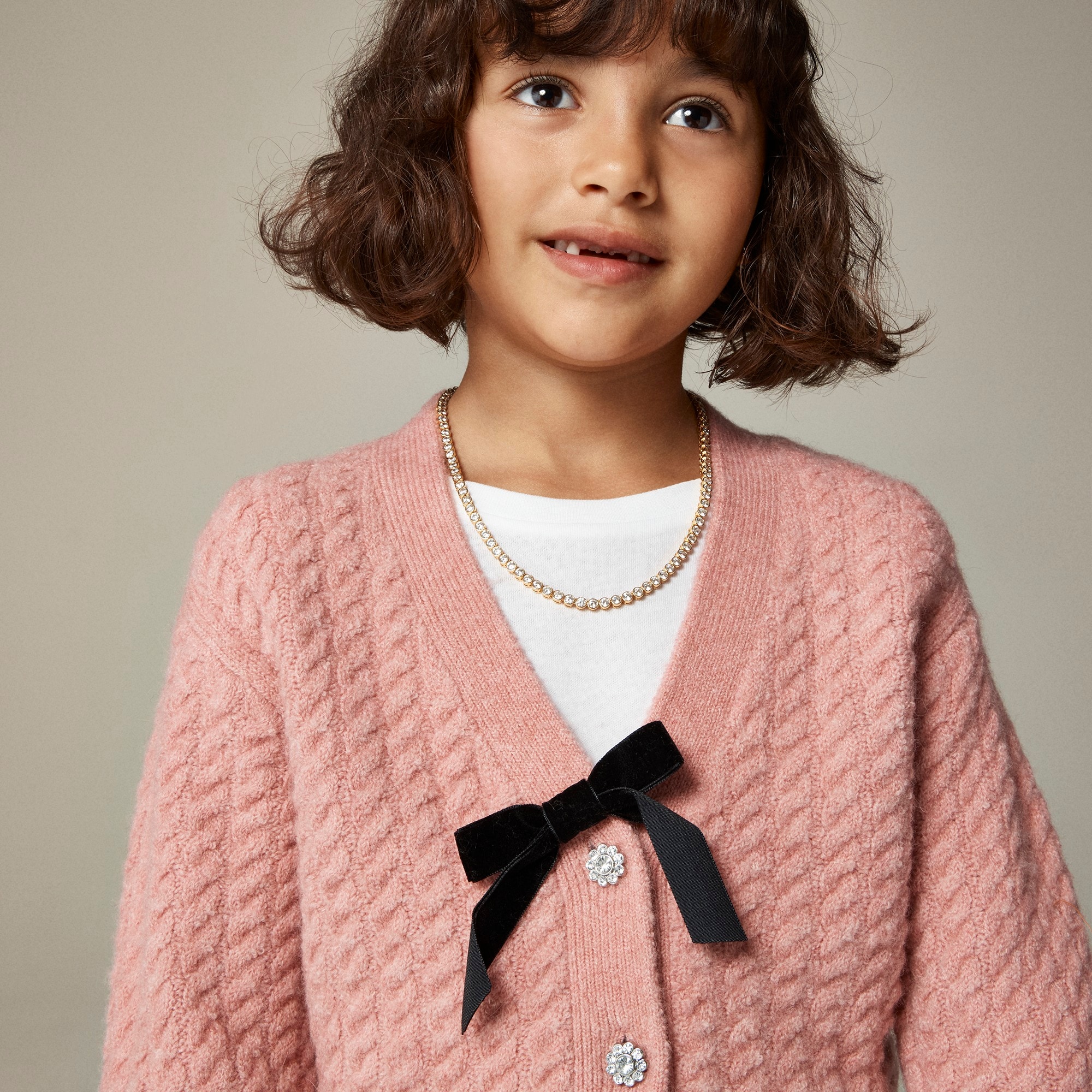 girls Girls' cable-knit cardigan sweater in Supersoft yarn