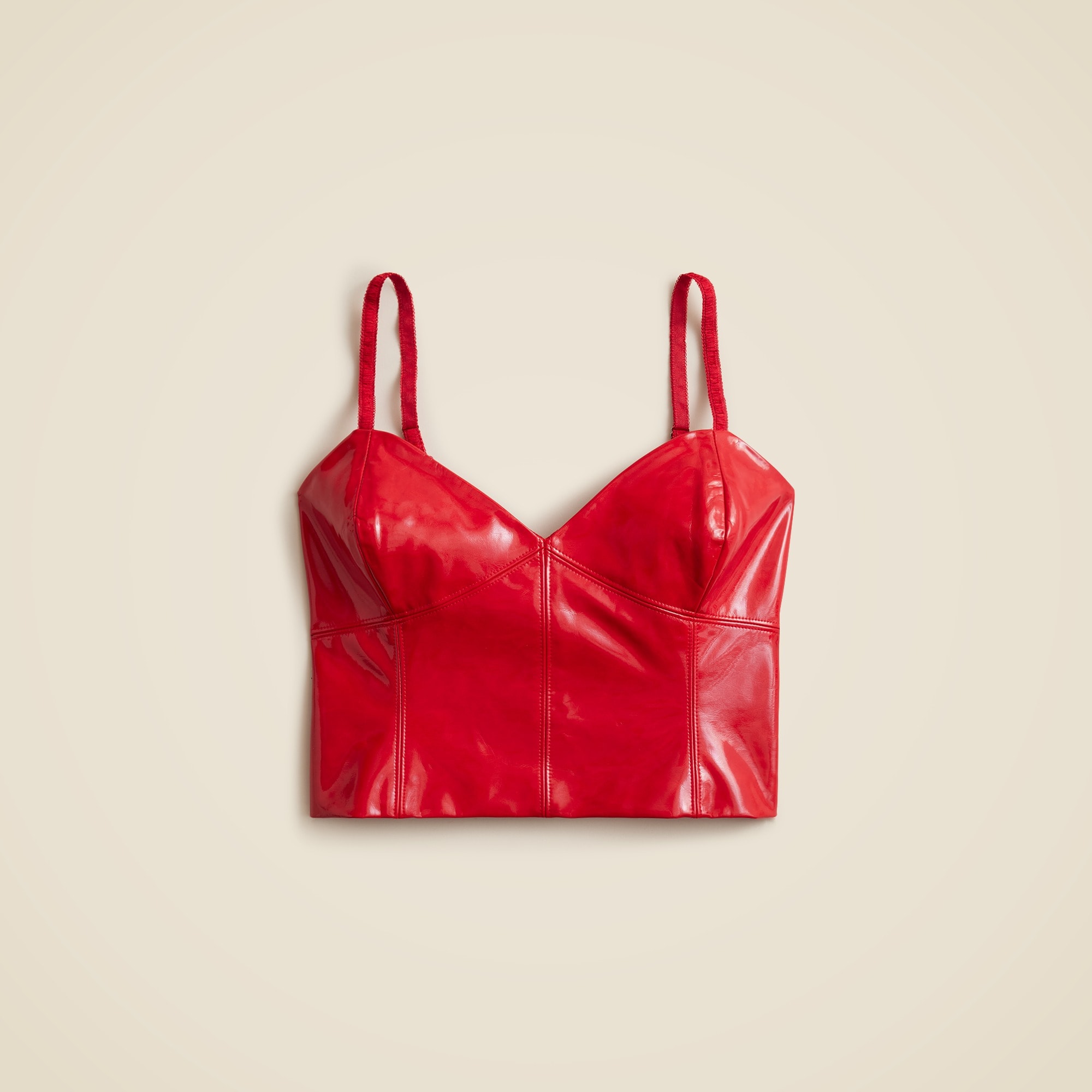 womens Christopher John Rogers X  J.Crew bustier top in red vinyl