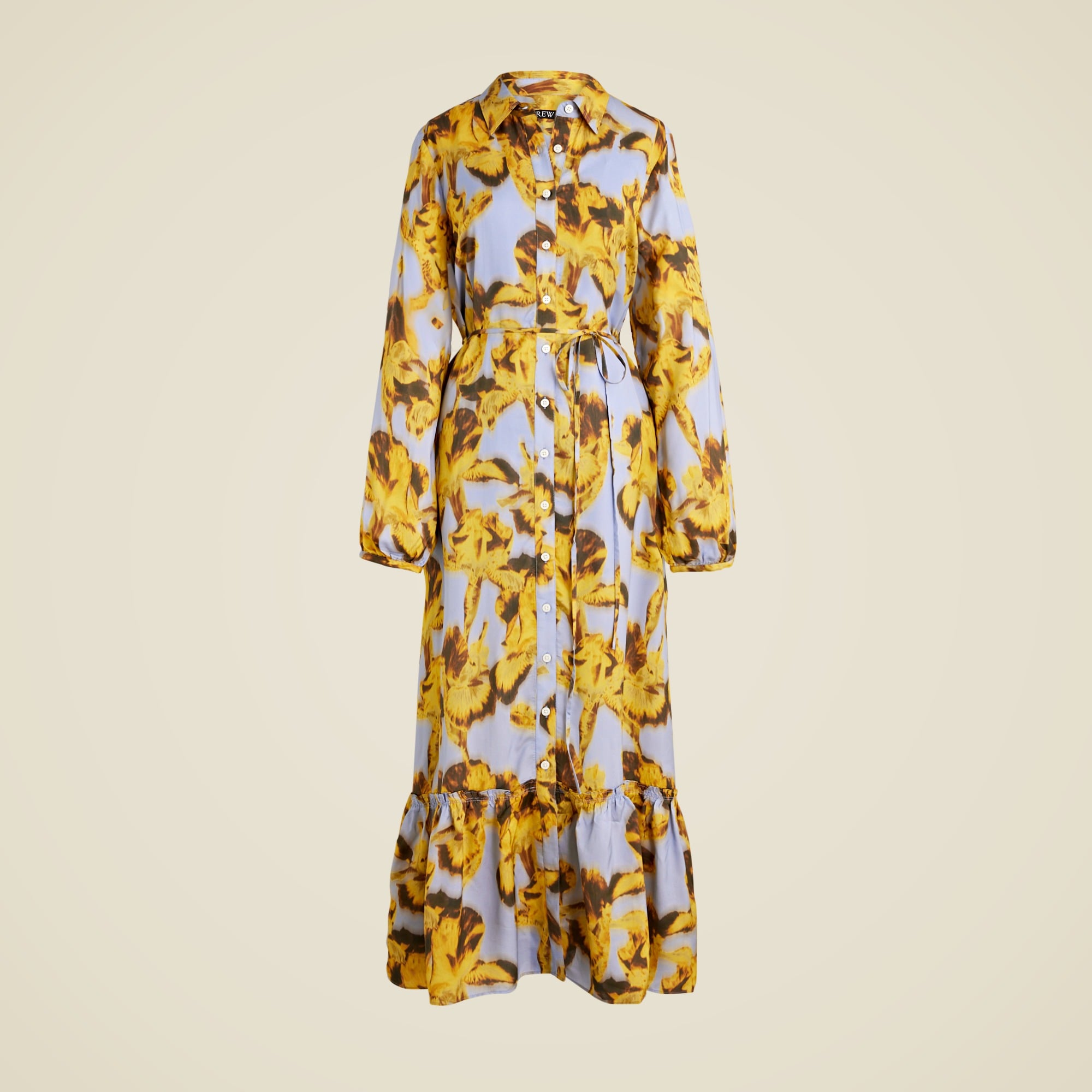  Long Amelia shirtdress in floral drapey viscose twill