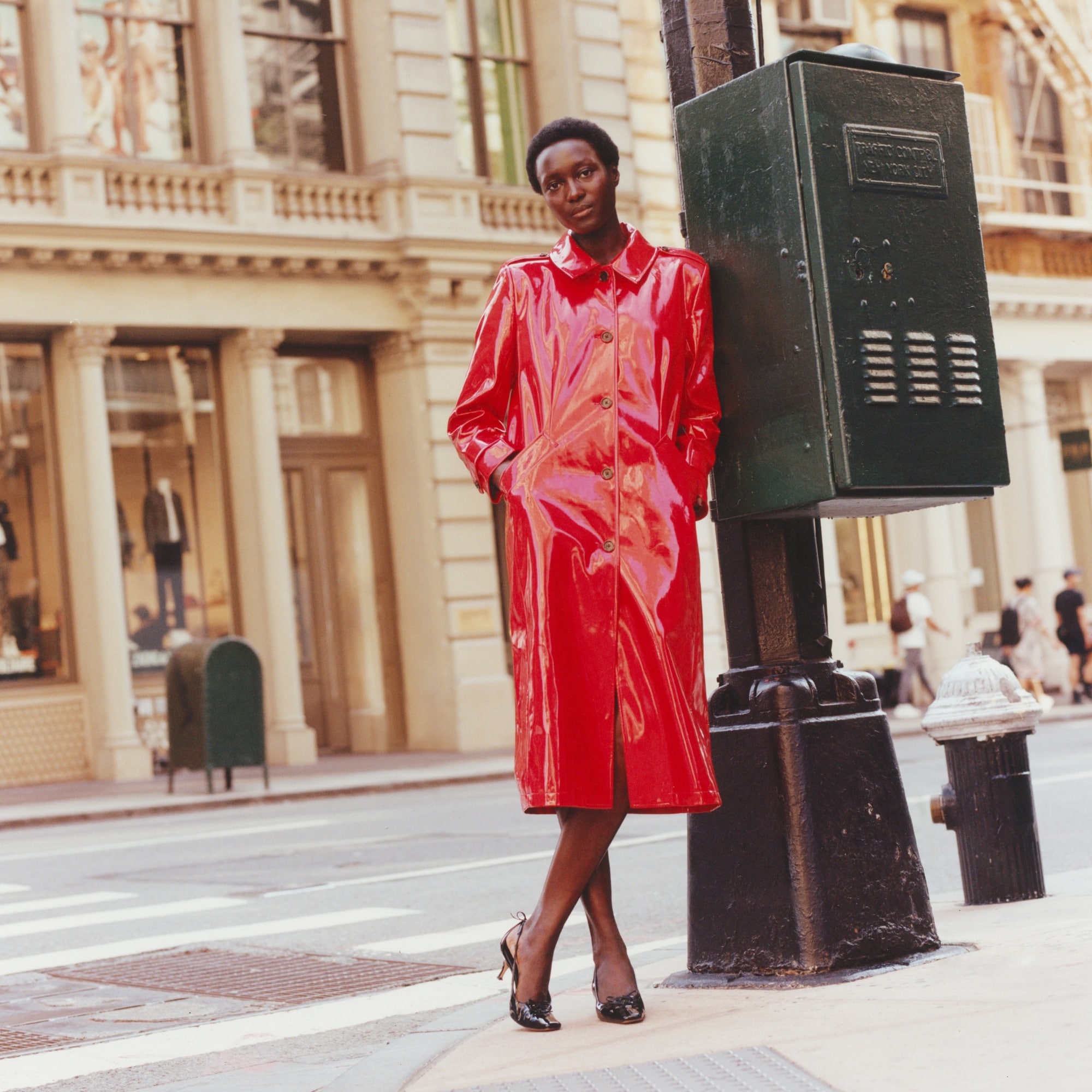 womens Christopher John Rogers X J.Crew topcoat in red vinyl