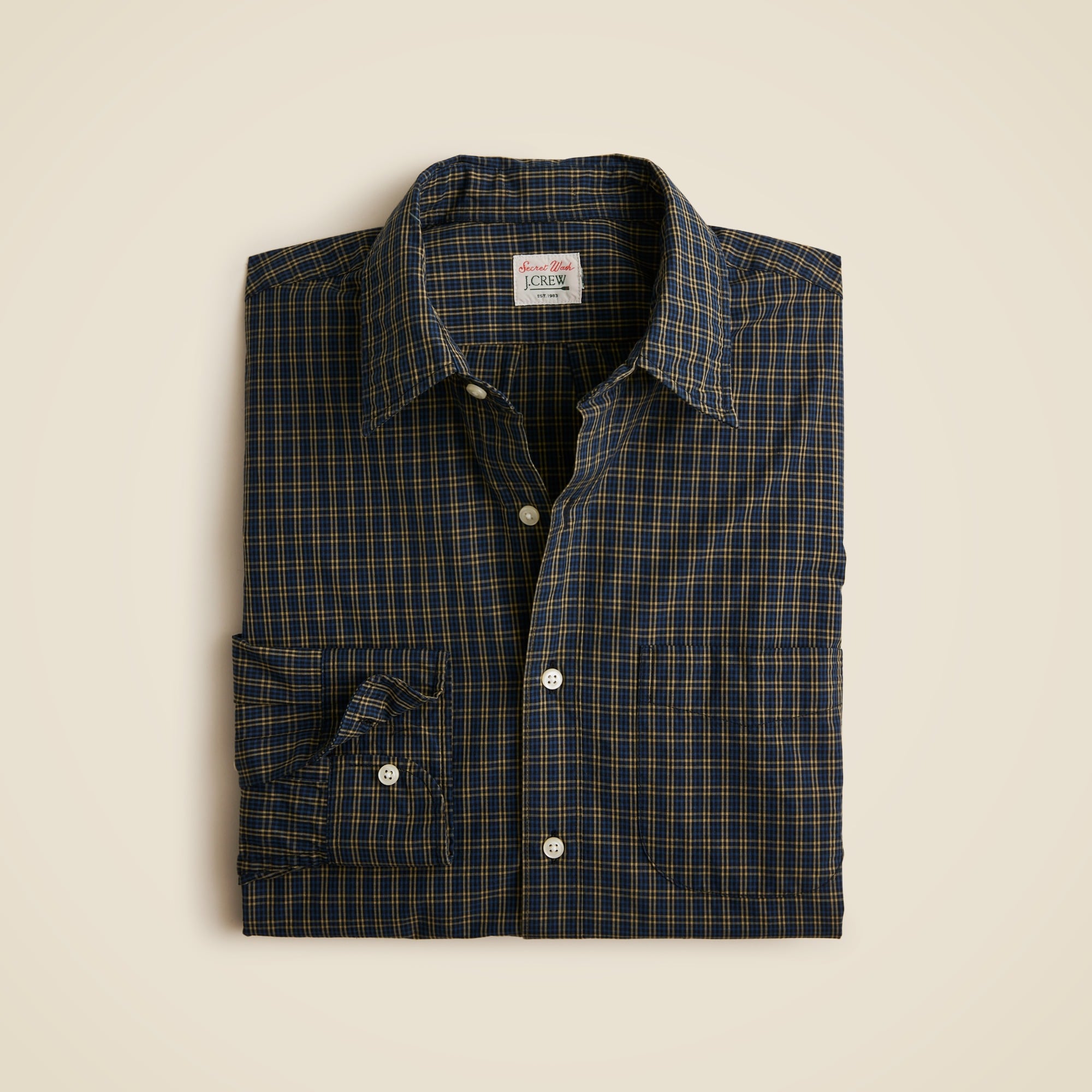 mens Secret Wash cotton poplin shirt with point collar