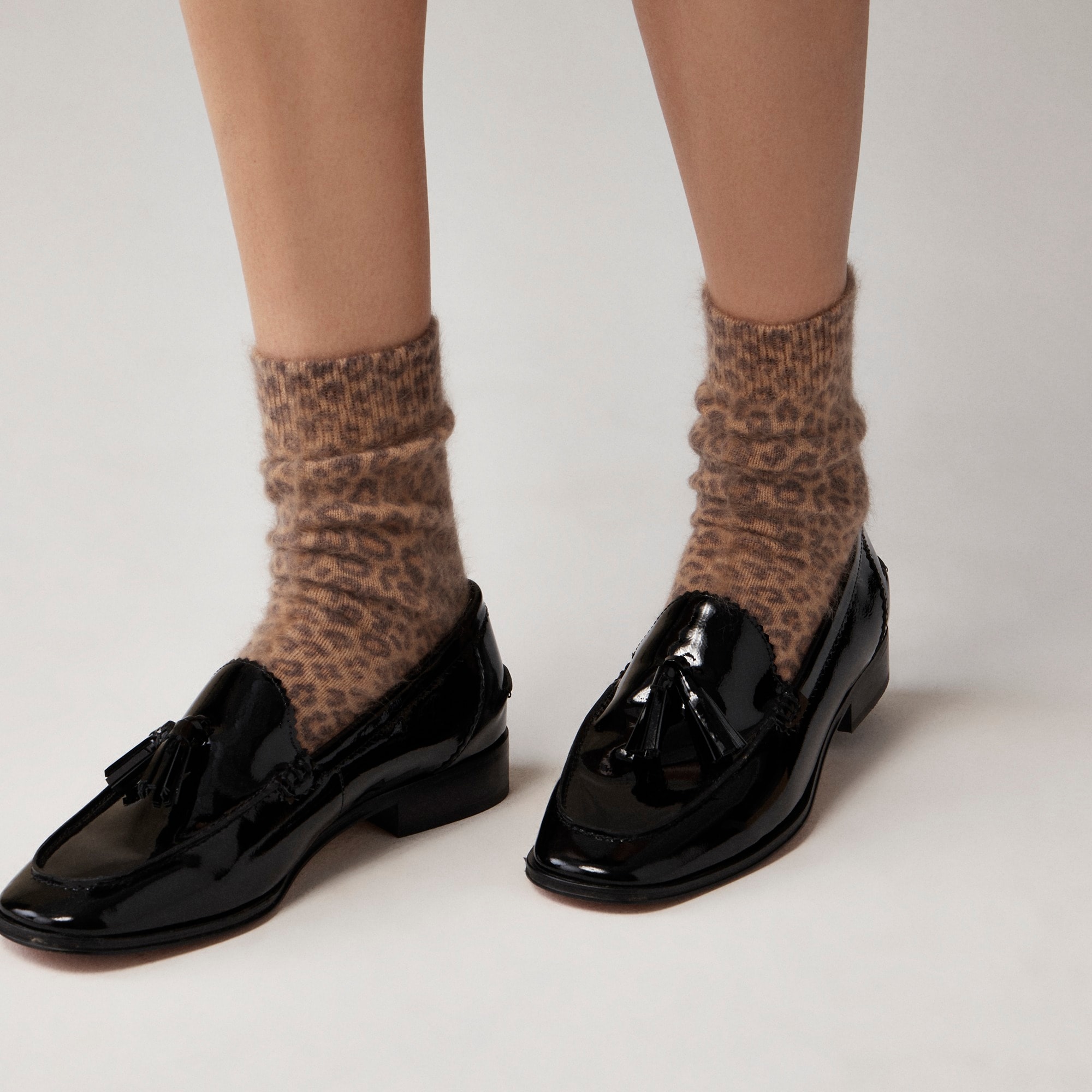 womens Brushed cashmere socks in leopard print